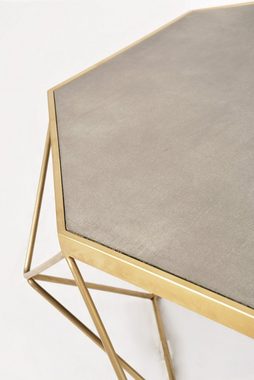 Livin Hill Couchtisch Glamour, Goldenes Edelstahlgestell, graue Zementplatte, achteckiges Design