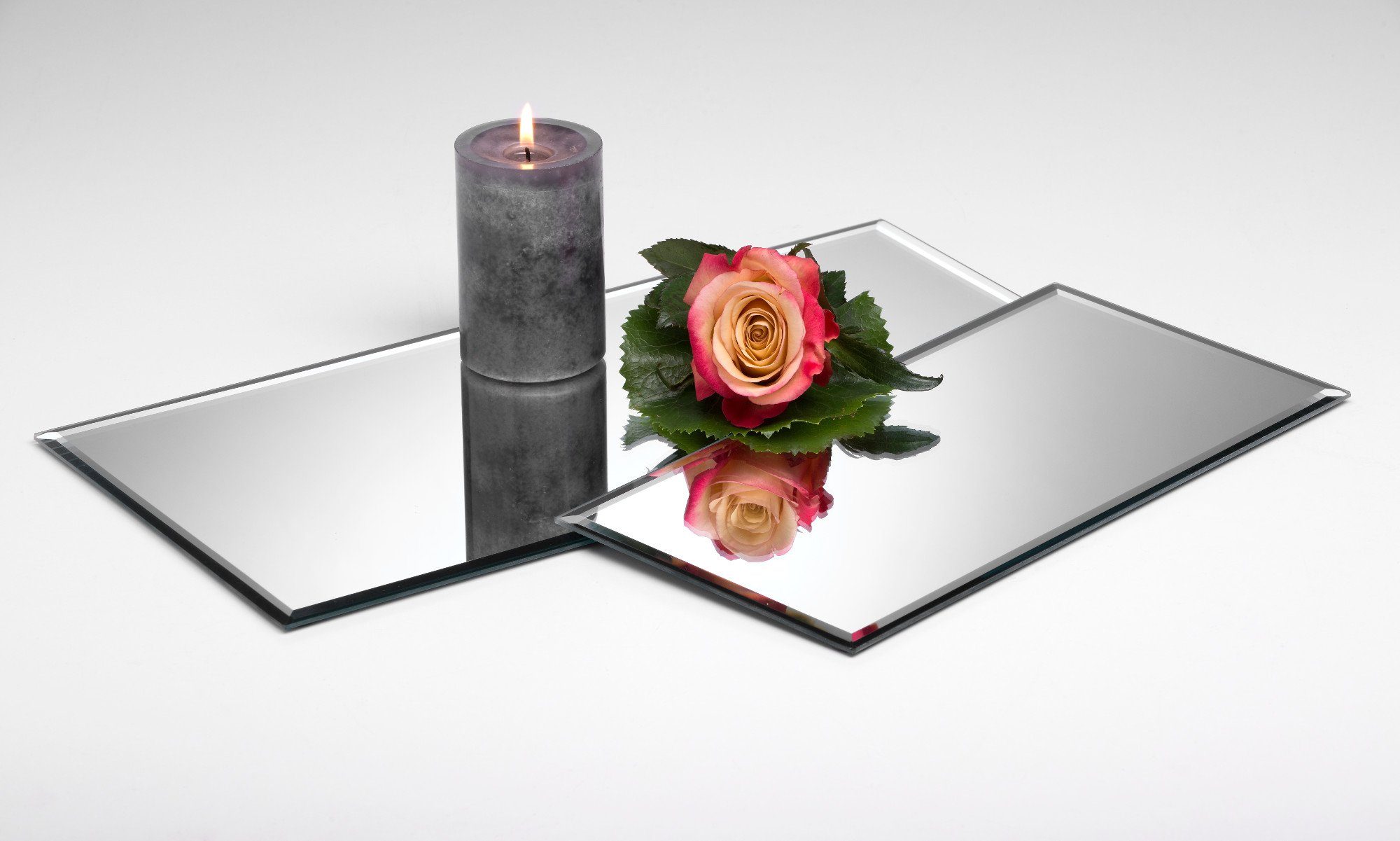 Sandra Rich Kerzentablett Glasplatte Spiegelplatte Mirror eckig von Sandra Rich