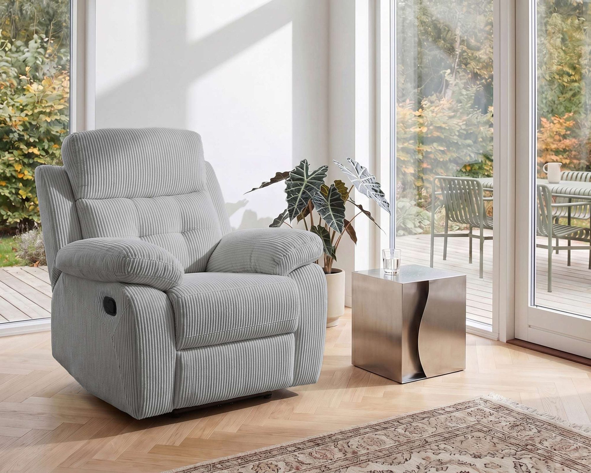 OTTO home Relaxsessel Lannilis mit Liegefunktion, Fernsehsessel, mit manueller und elektrischer Relaxfunktion, grau