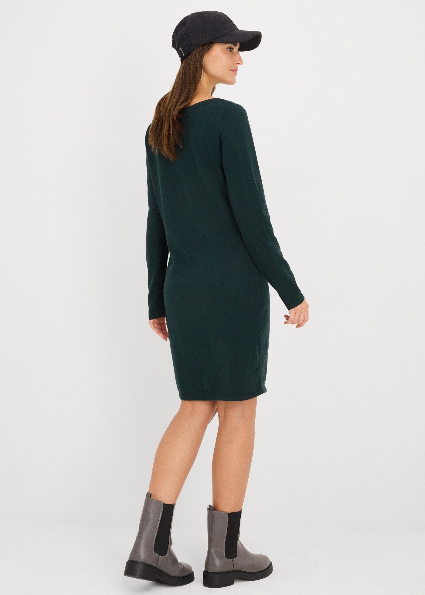 bonprix Strickkleid für den Alltag, aus Baumwolle und Polyamid, lockere Passform
