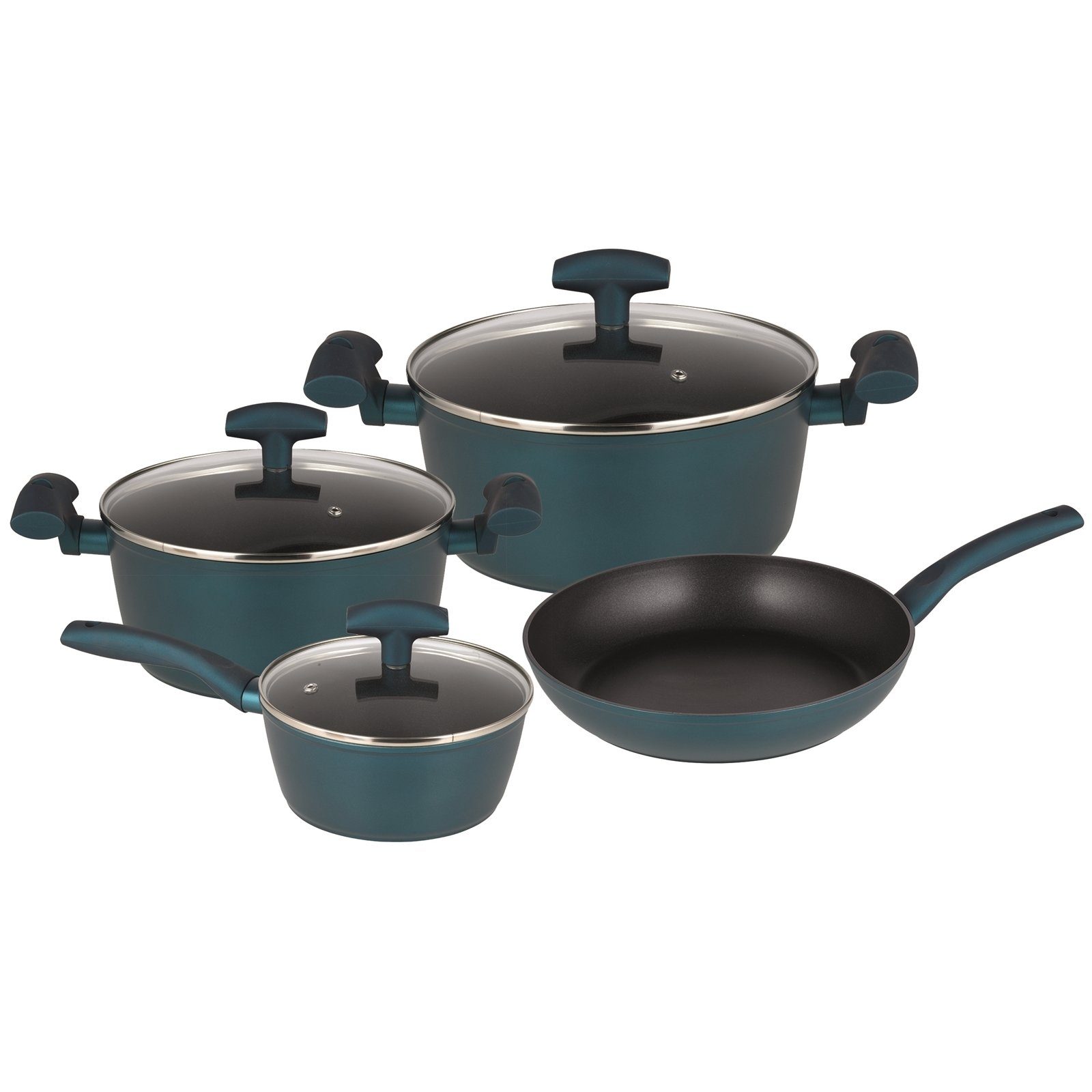 Michelino Topf-Set Kochtopfset 7-teilig Nora, Aluminium (7-tlg) Petrol