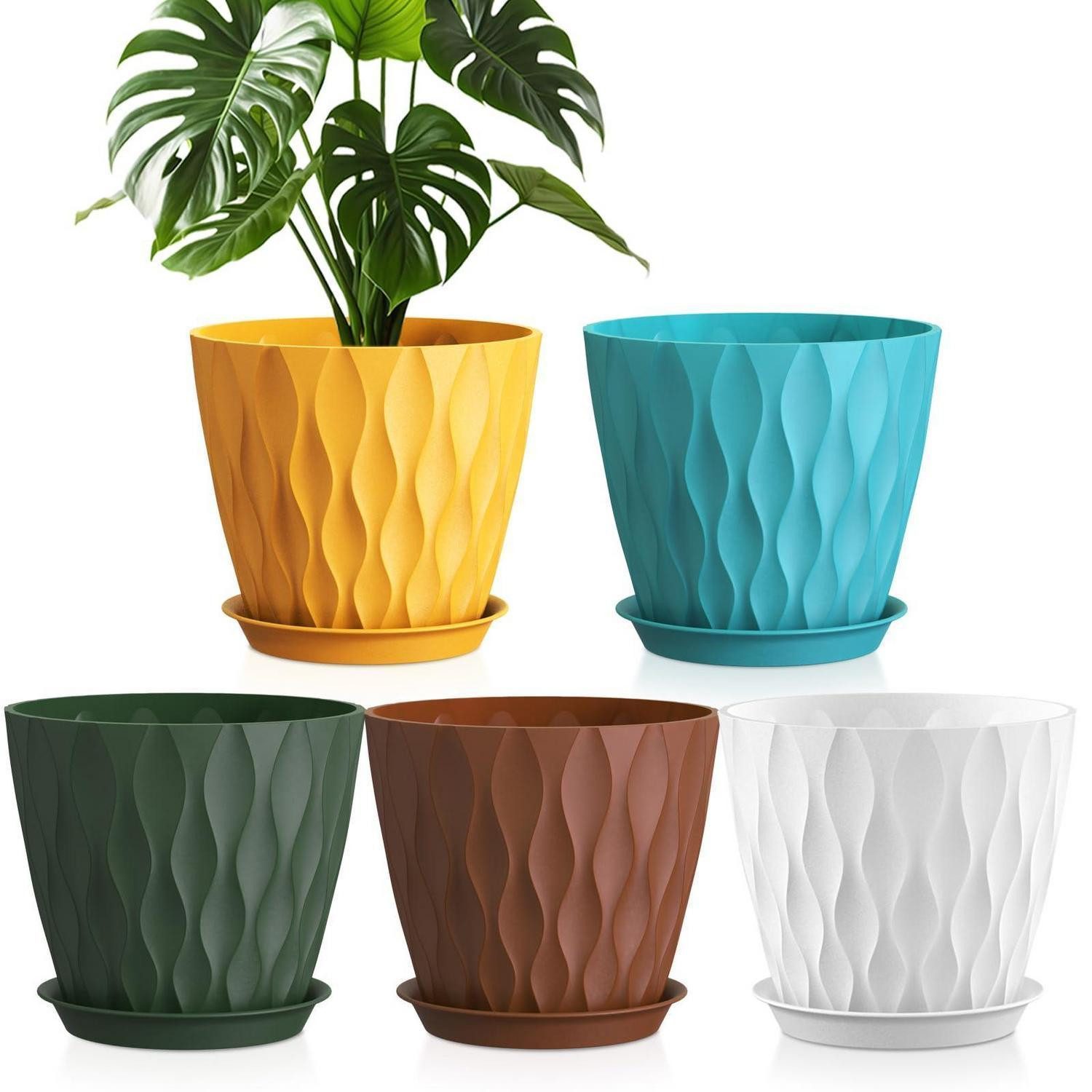 LuxusKollektion Blumentopf Blumentöpfe Kunststoff Übertopf Untersetzer Bunt Ø 20 cm 5er-Pack