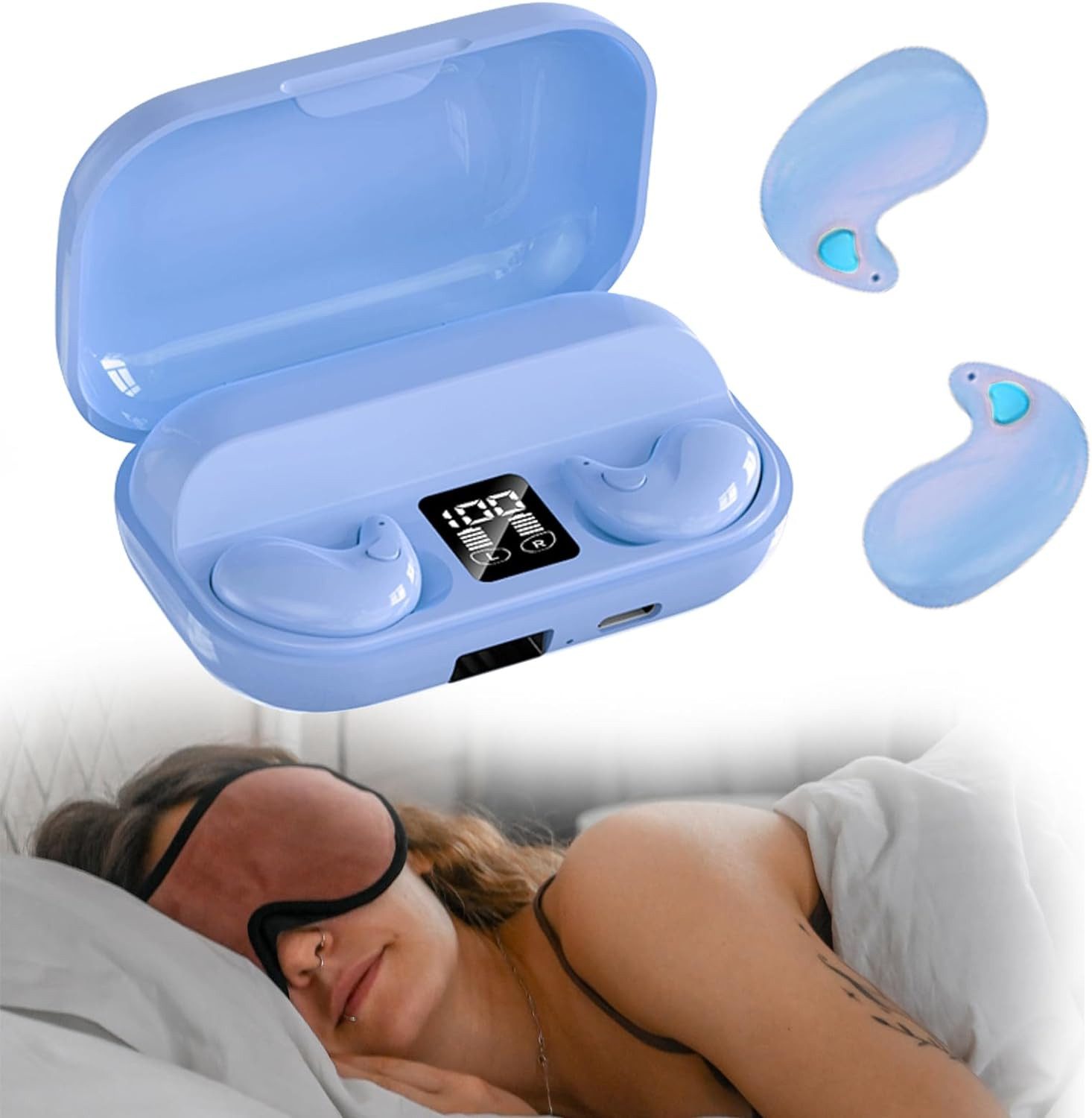 Xmenha Mini unsichtbare kleinste kabellos Bluetooth 5.3 zum Schlafen In-Ear-Kopfhörer (Stabile Verbindung und klare Anrufe dank Bluetooth 5.3 Technologie, Sleep Earbuds für kleine Ohren Schlafkopfhörer Seitenschläfer)
