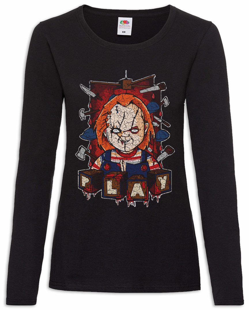 Langarmshirt Play Doll Damen Langarmshirt Halloween Blood Bloody Chucky Child's