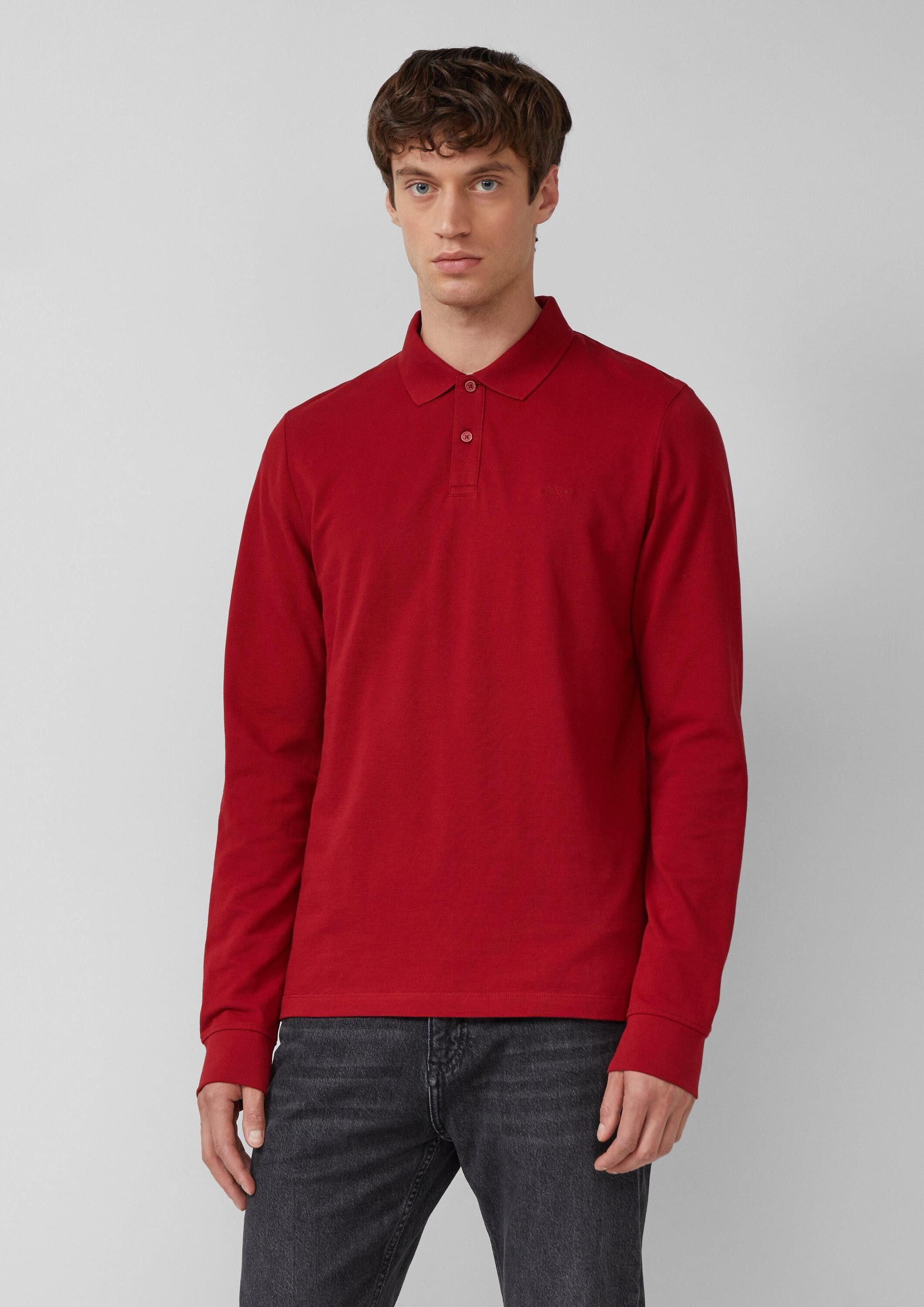 s.Oliver Langarmshirt Polo-Shirt Langarm-Poloshirt aus Baumwoll-Piqué günstig online kaufen