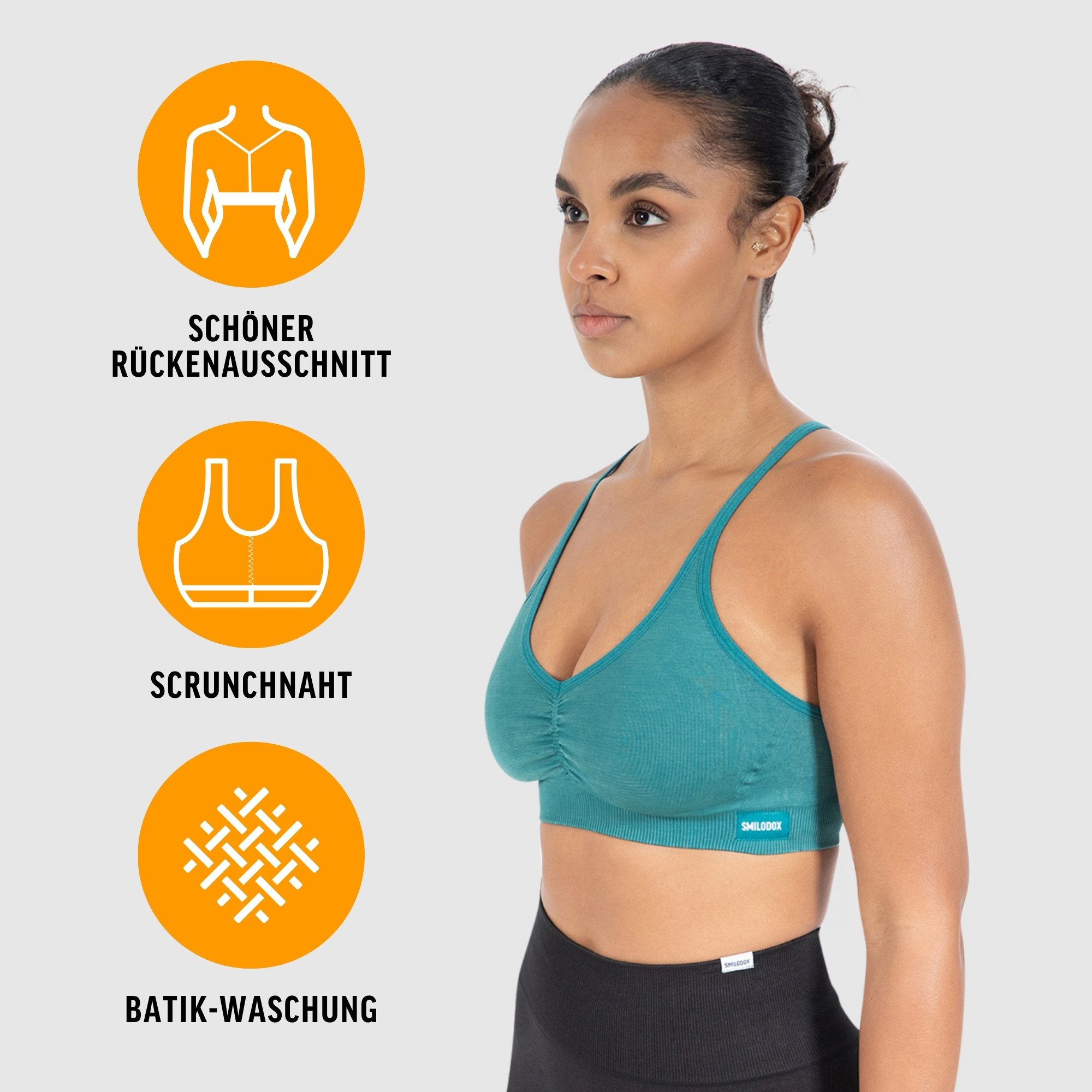 Smilodox Sport-BH Batik Scrunch Icon, Push Up BH ohne Bügel V-Ausschnitt Fi günstig online kaufen