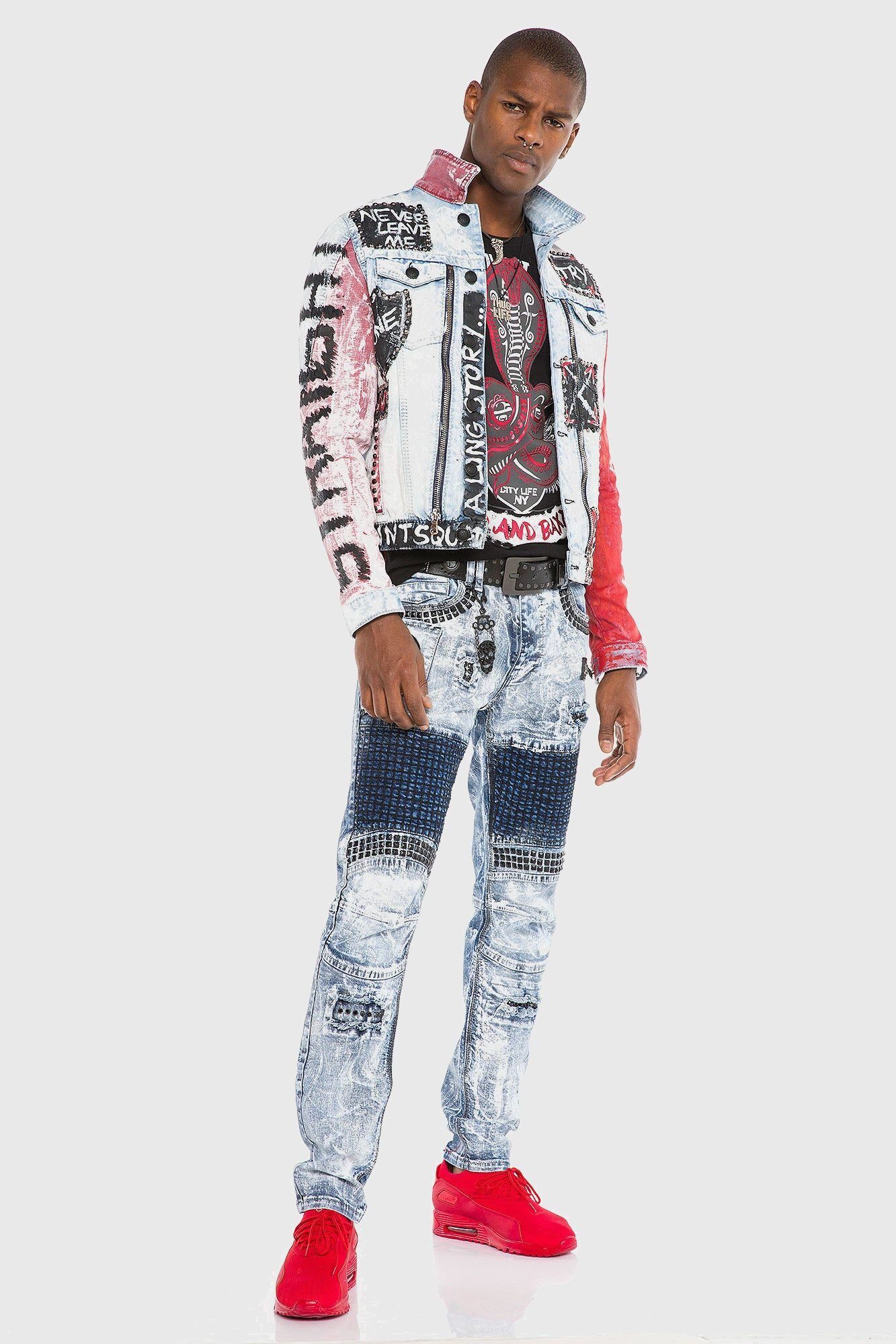 Cipo & Baxx Jeansjacke Jacke mit vielen Details