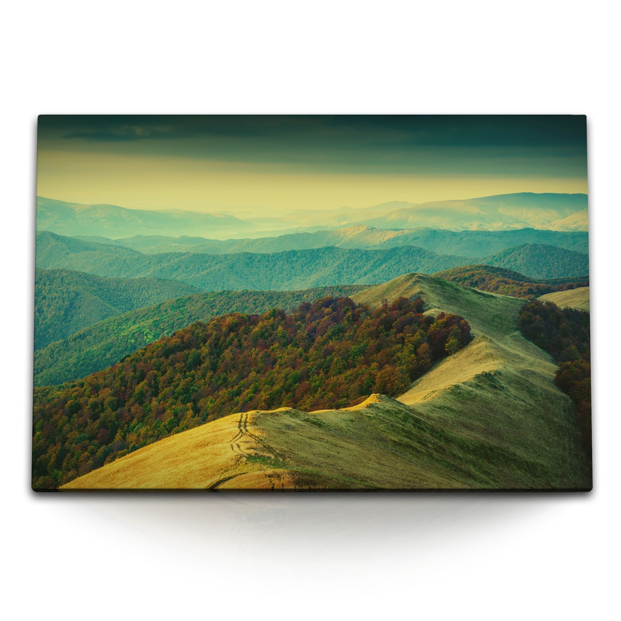 Leinwandbild 120x80cm Wandbild auf Leinwand Berglandschaft Berge Natur Sonnenunterg