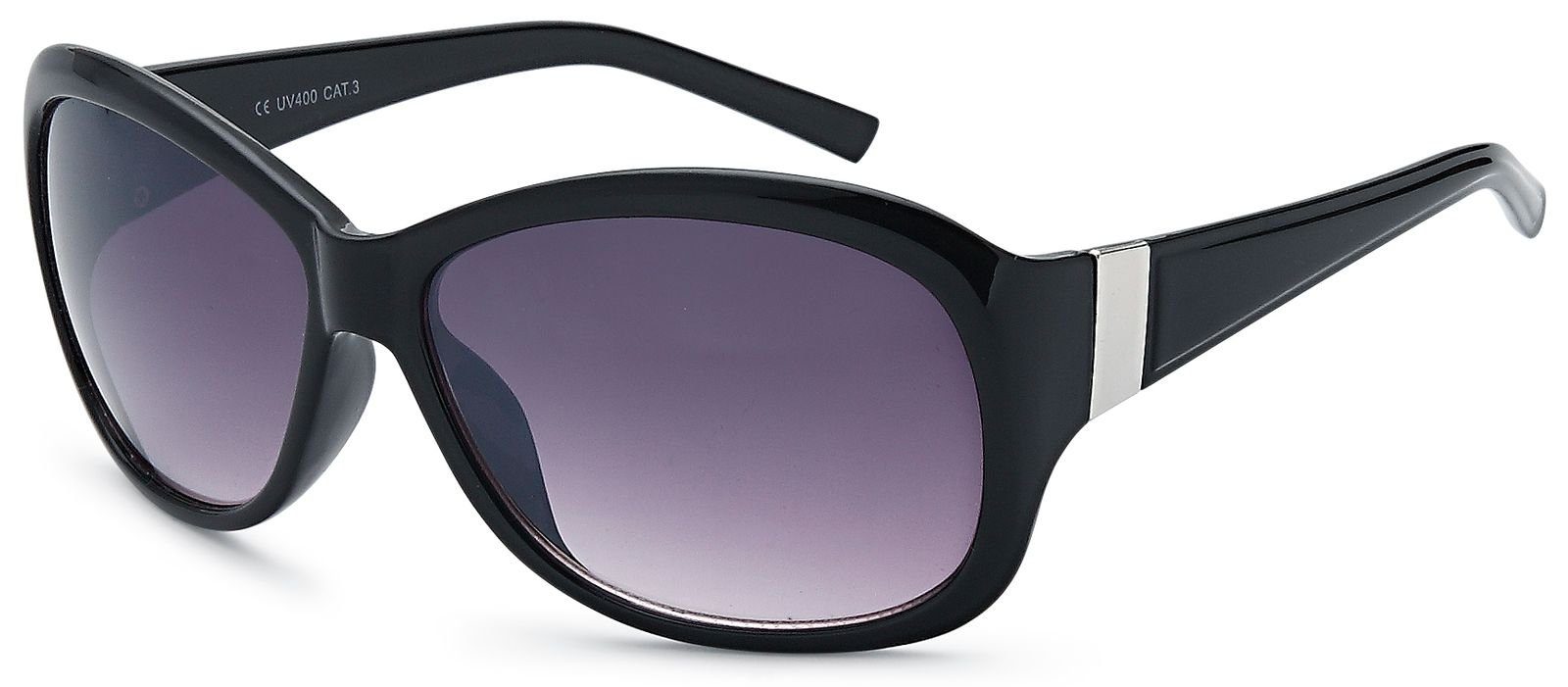 styleBREAKER Sonnenbrille (1-St) Getönt Gestell Schwarz / Glas Grau-Violett Verlaufsglas