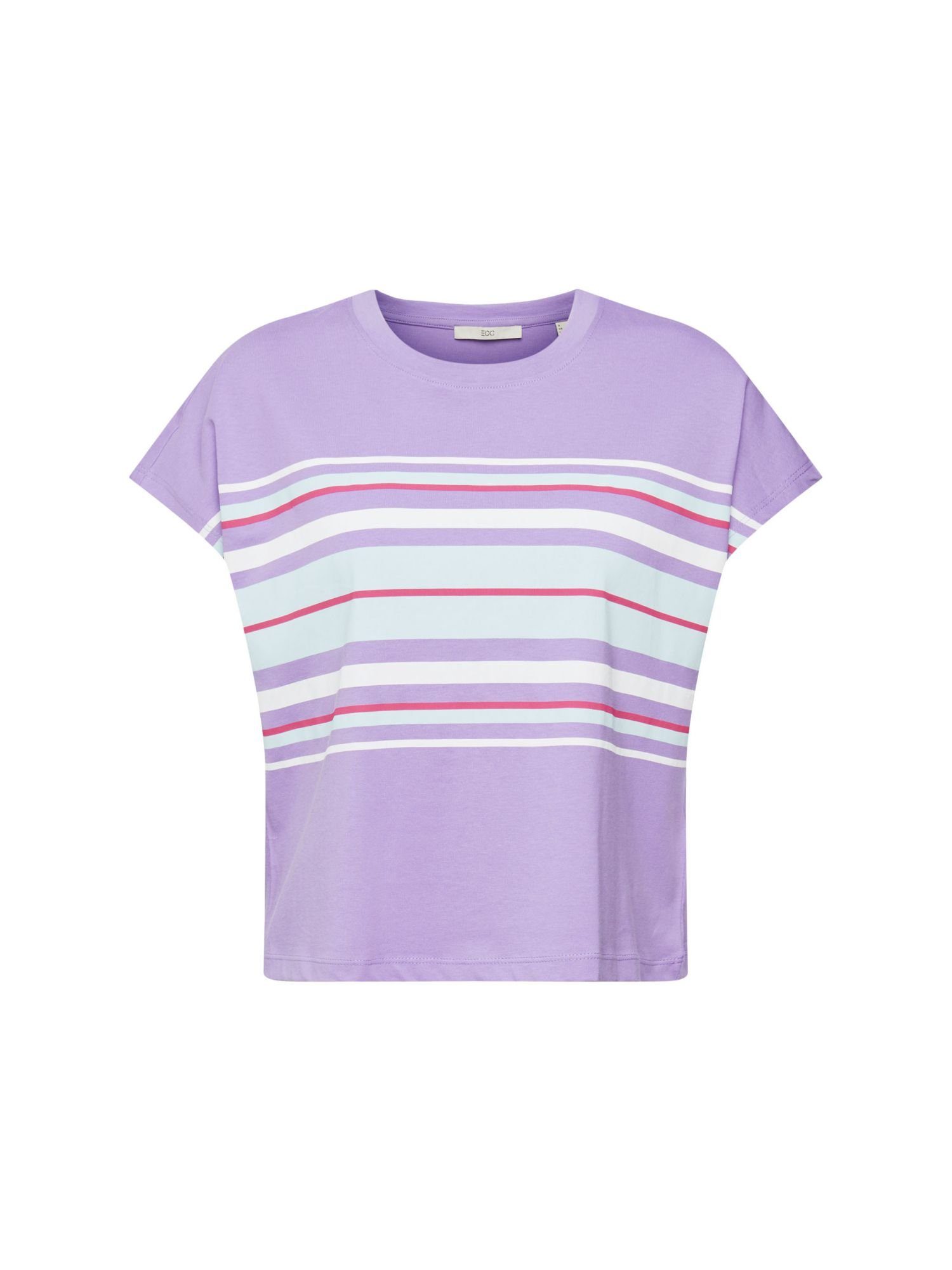 by (1-tlg) T-Shirt edc LILAC Esprit T-Shirt Print-Streifen mit