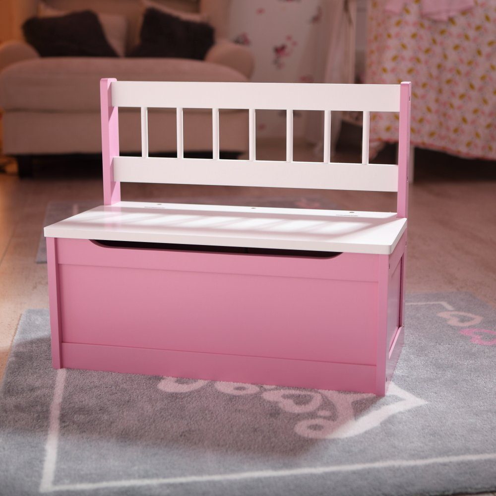 Home4Living Sitztruhe Truhenbank Kindersitztruhe Sitzbank Rosa Spielzeugtruhe, mit Stauraum, Deckelbremse