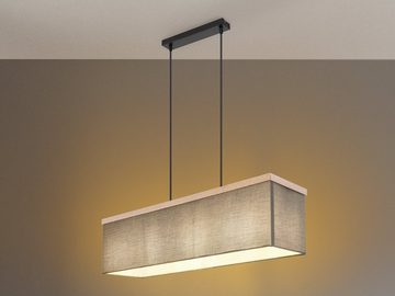 meineWunschleuchte LED Pendelleuchte, LED wechselbar, warmweiß, mit Holz Stoff-lampe hängend übern Esstisch & Kücheninsel, Breite 80cm