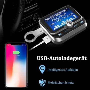 Cbei Bluetooth FM Transmitter Auto KFZ-Transmitter 1.8-Zoll-LCD-Anzeige KFZ-Transmitter 3,5-mm-Klinke, Wahlwiederholung Unterstützt 3.5-mm-Audio-Ausgangsschnittstelle