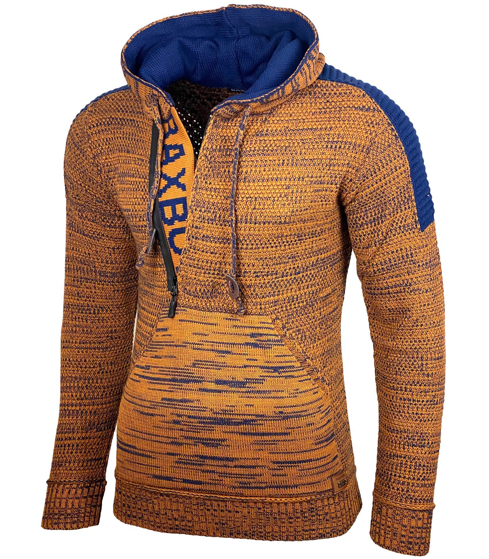 Baxboy Strickpullover Baxboy Herren Strick Pullover Kapuzenpullover Reißverschluss B_290