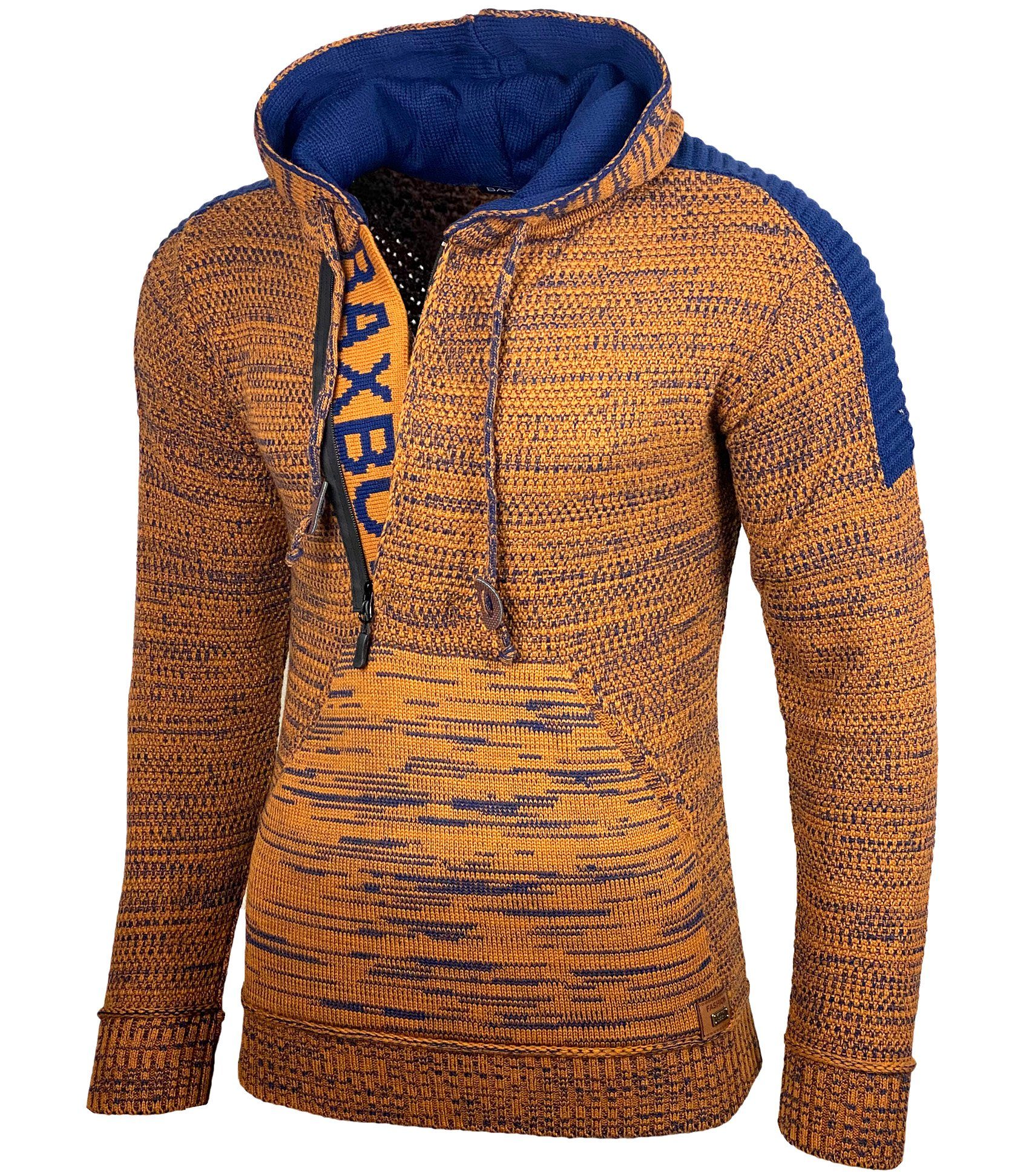 Baxboy Strickpullover Baxboy Herren Strick Pullover Kapuzenpullover  Reißverschluss B_290