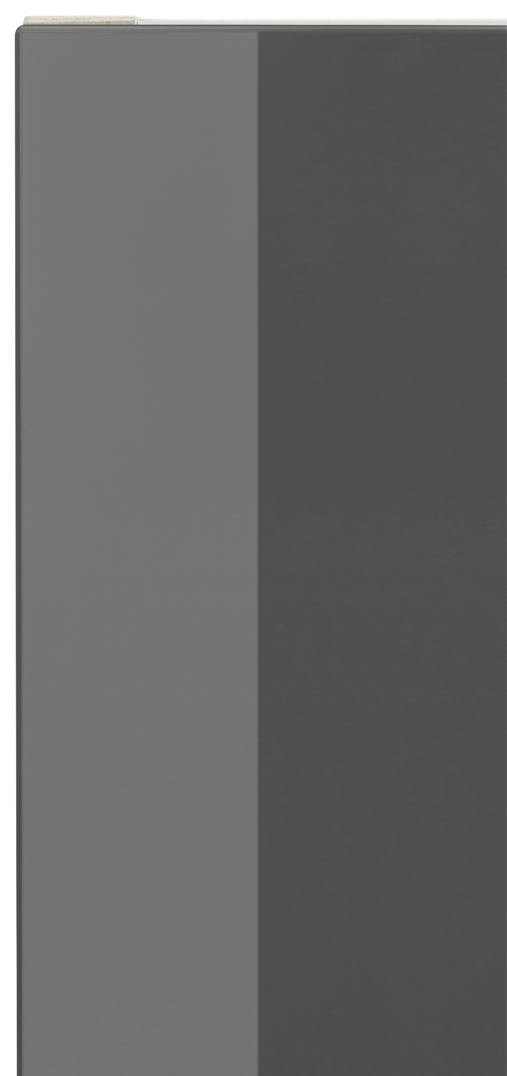 Hochglanz/akaziefarben mit 1 Bern Metallgriff Dämpfer, Breite | Klappe inkl. 60 Klapphängeschrank OPTIFIT akaziefarben cm, grau