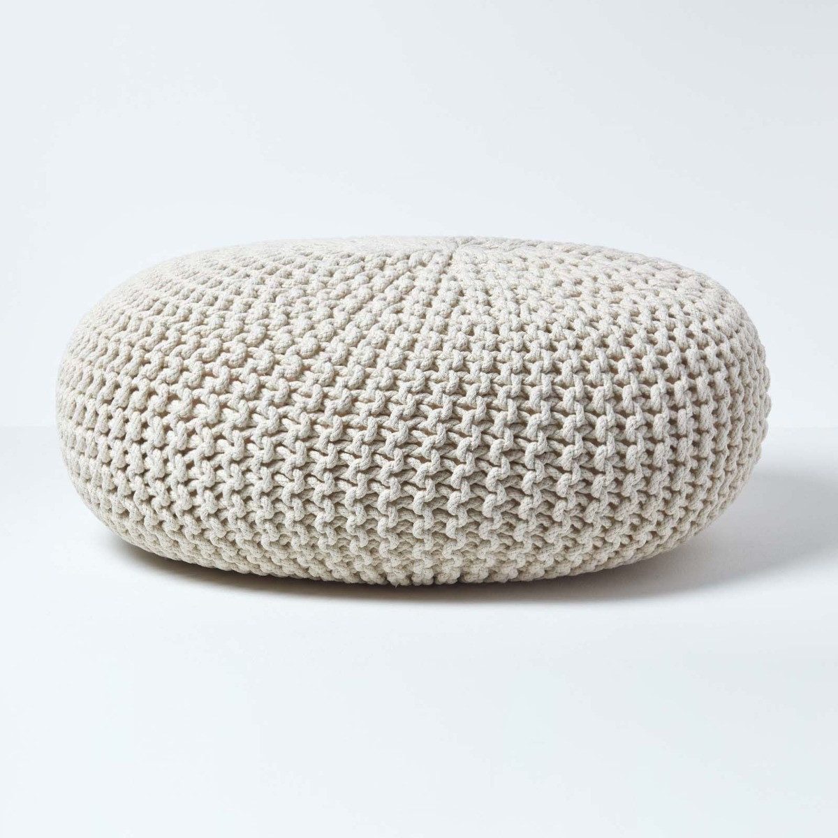 Homescapes Pouf Großer Strickpouf 100% Baumwolle, natur günstig online kaufen