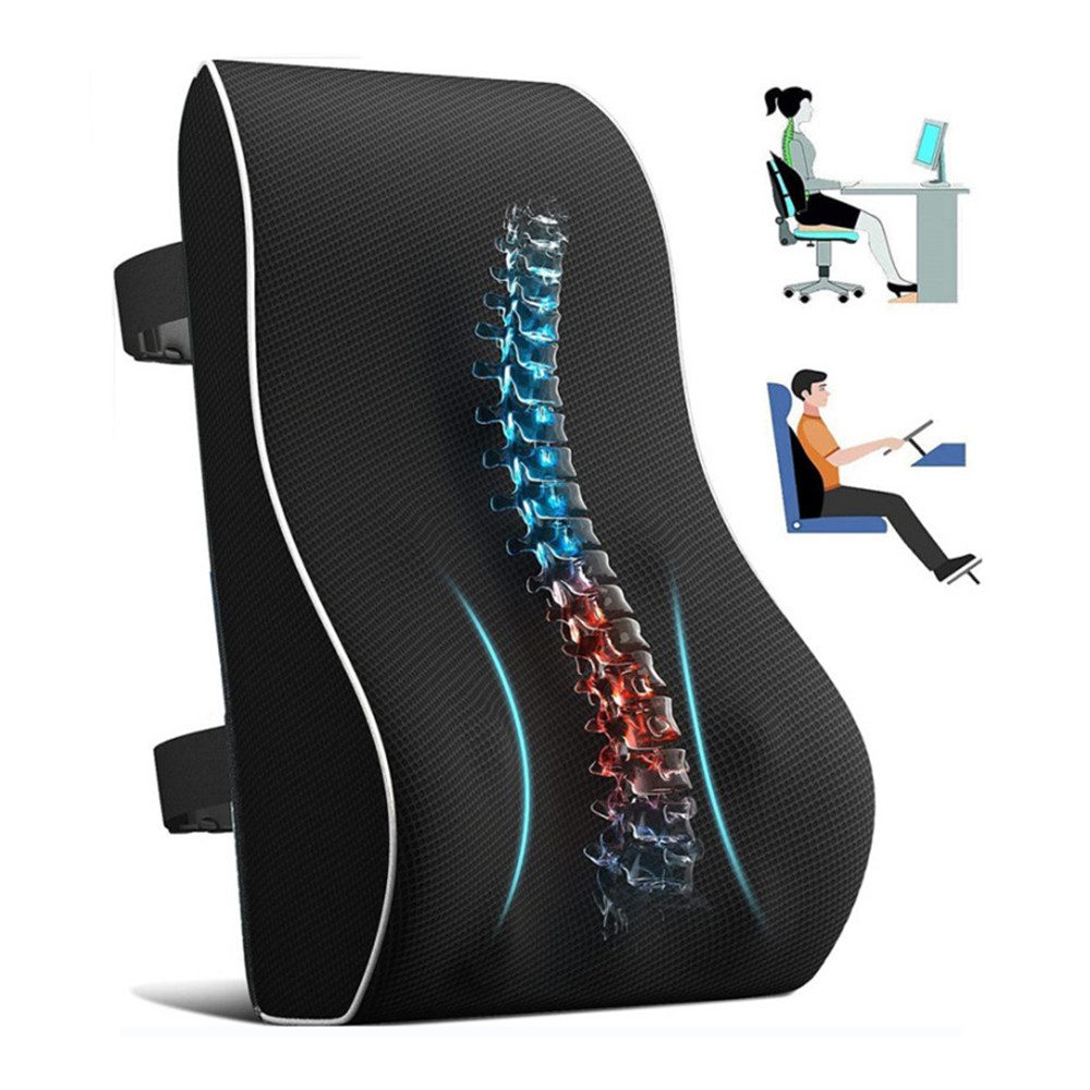 AFKSMILE Stuhlkissen Rückenkissen aus Memory Foam, Lendenkissen für Bürostuhl, Gaming-Stuhl, Rückenstütze für Schreibtischstuhl Lendenwirbelkissen mit Riemen