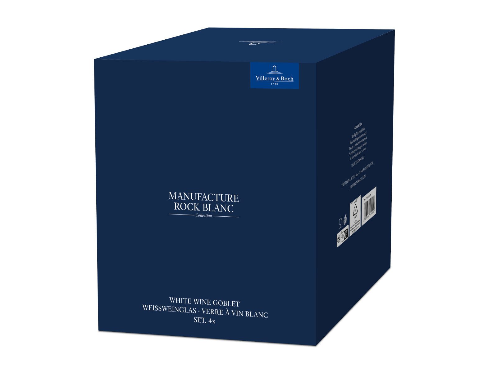 Villeroy & Boch Gläser-Set Manufacture Rock blanc Weißweinglas Set 4tlg, Kristallglas
