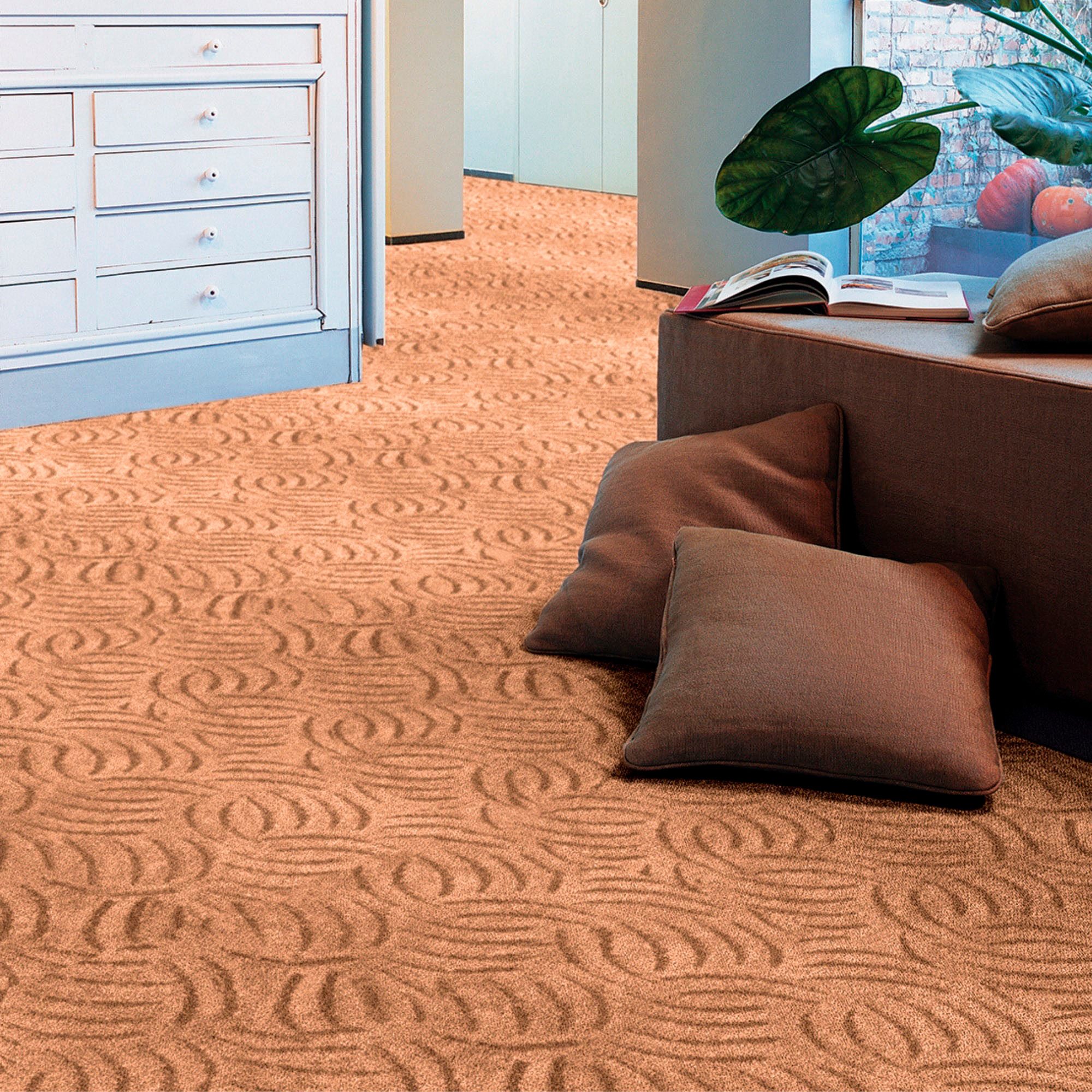 Andiamo Teppichboden Emmy, Strukturschlinge, Made in Belgium, rechteckig, Höhe: 9 mm, gemustert, Breite 400 cm, Hoch-Tief Effekt, pflegeleicht, Wohnzimmer