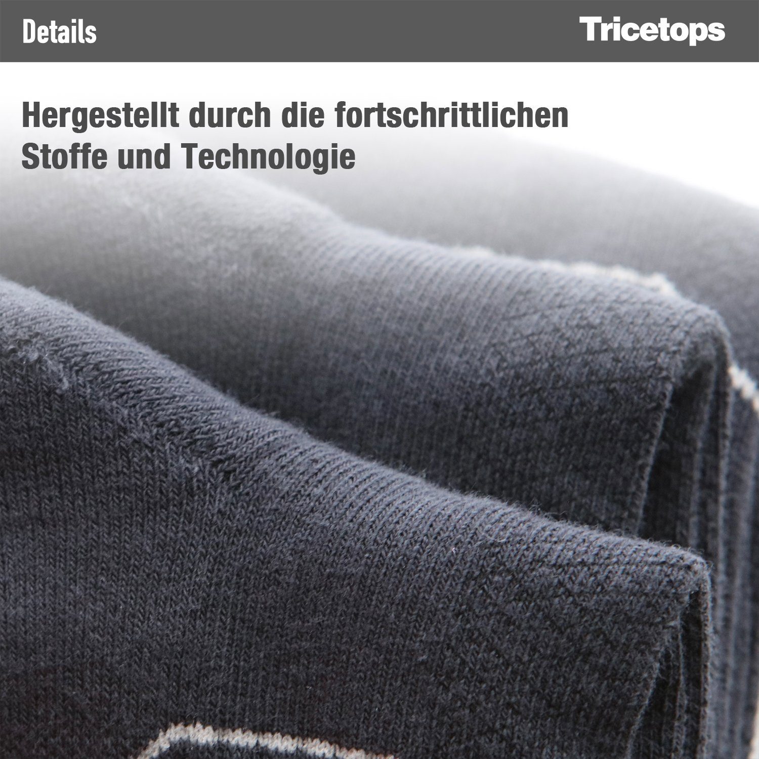 Tricetops Sportsocken TS02M Wandersocken Herren Arbeitssocken 3 / 6 Paar Sportsocken (6-Paar)