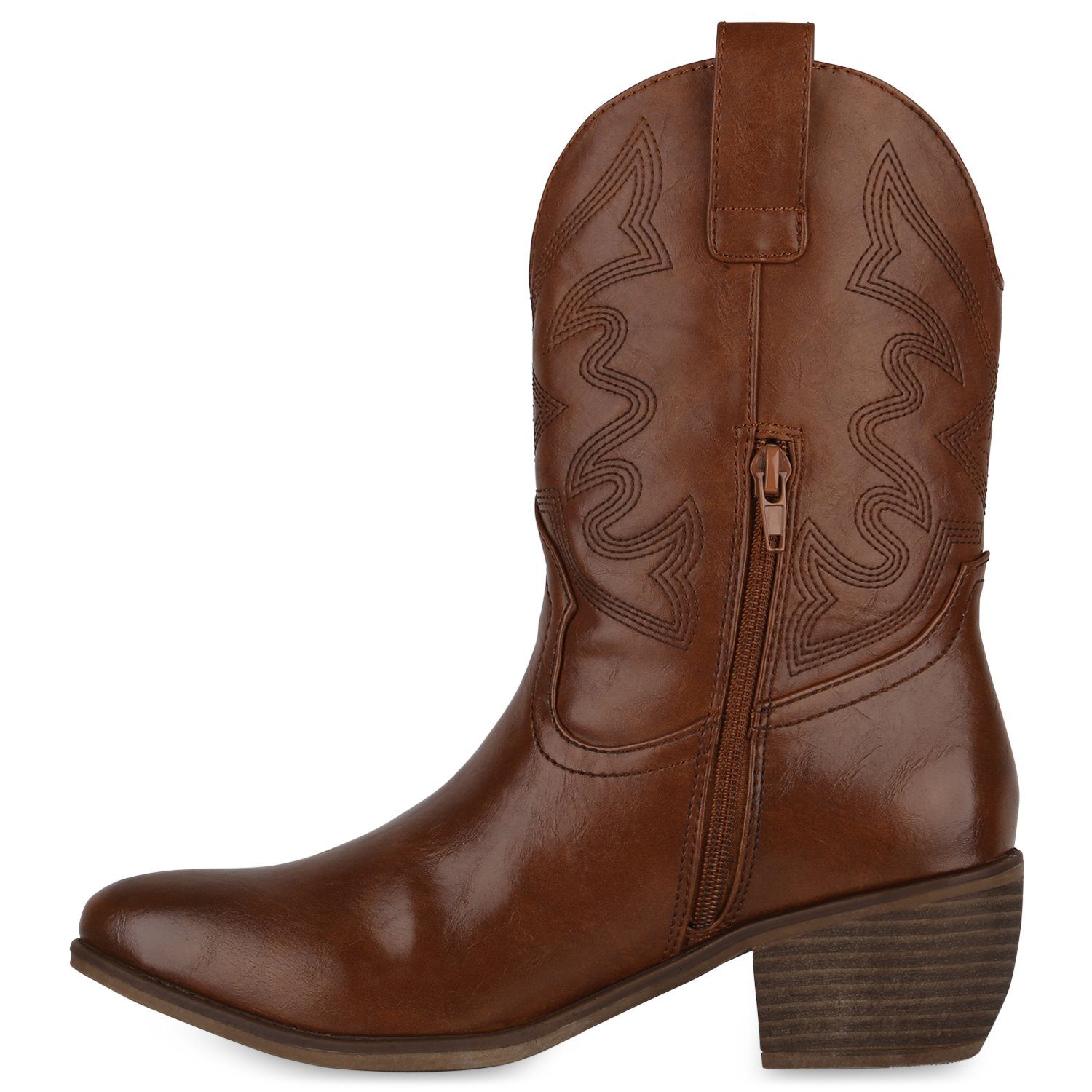 VAN HILL 840534 Boots Cowboy Hellbraun Schuhe