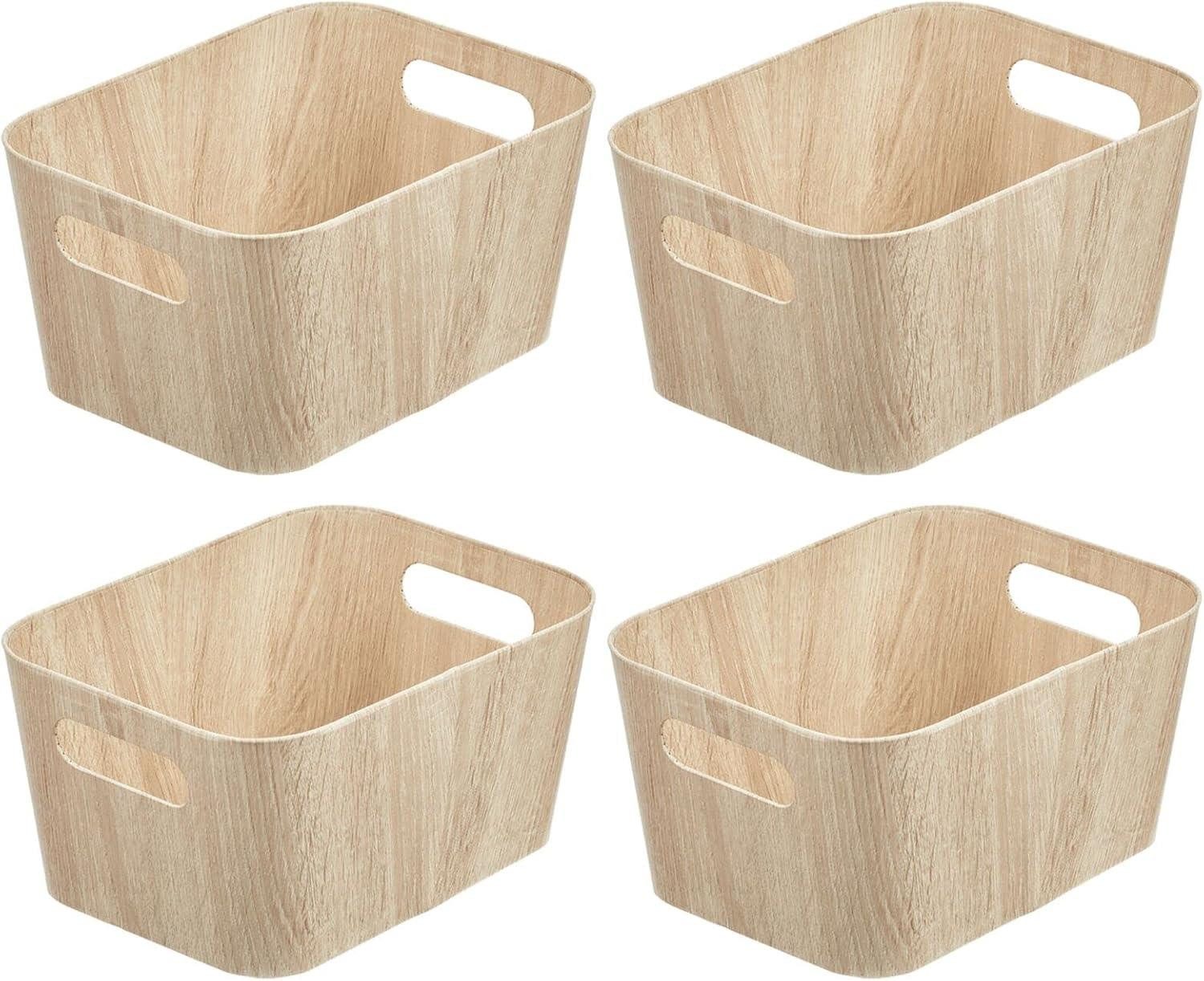 mDesign Aufbewahrungssystem Aufbewahrungbox Organizer Kisten lebensmittelsicher 4er Set Griffe m
