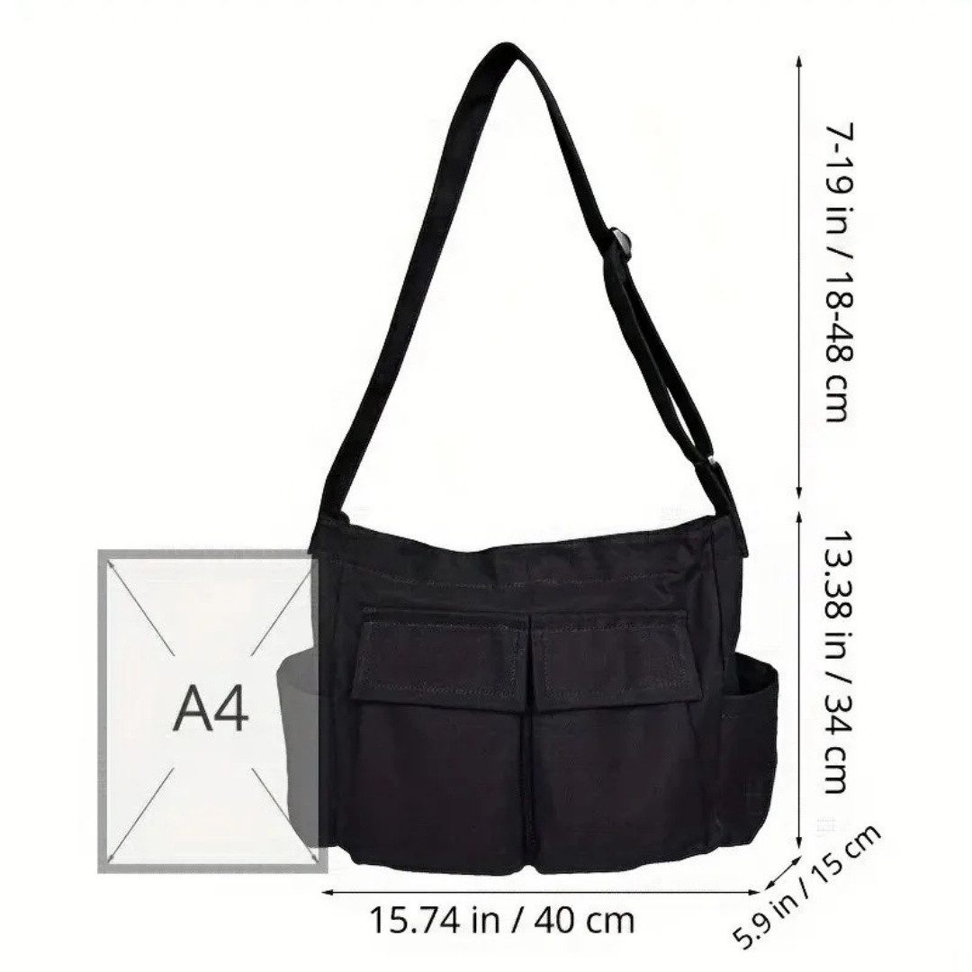 Zaewry Schultertasche Canvas Messenger Bag Umhängetasche Crossbody Schulter Tote Hobo Bag, für Frauen und Männer - Große Tasche mit mehreren Fächern