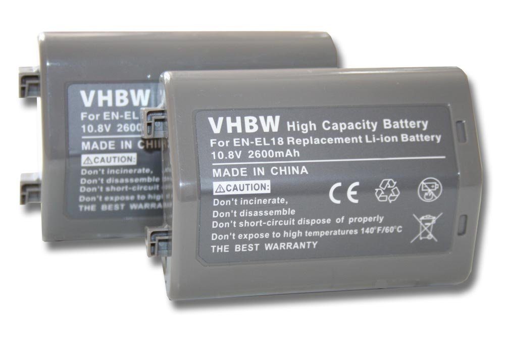 vhbw Ersatz für Nikon EN-EL18 für Kamera-Akku Li-Ion 2600 mAh (10,8 V)