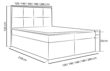 WFL GROUP Boxspringbett mit Topper MAXIMO, Samt Doppelbett mit Bettkasten