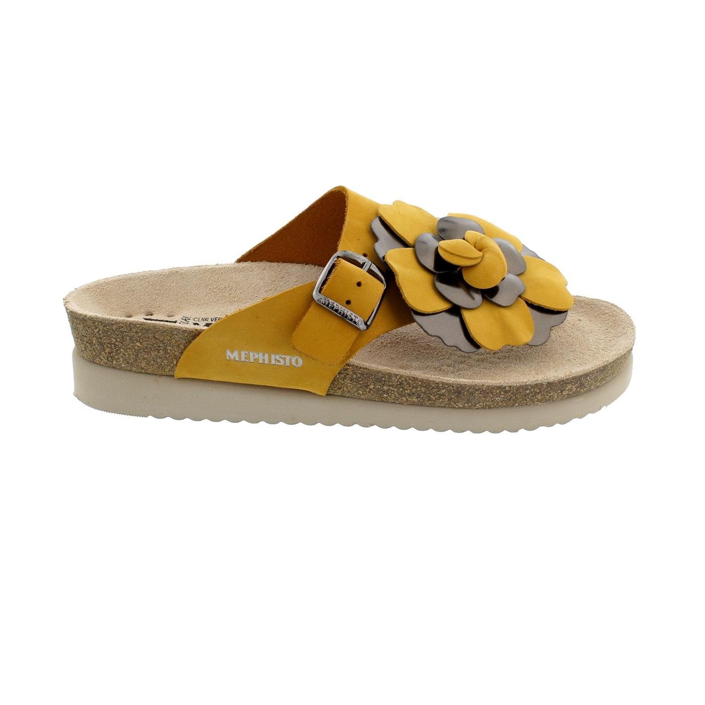 Mephisto Helen Flower, Zehensteg, Nubuck 6047, ochre (gelb), H5223 Pantolette