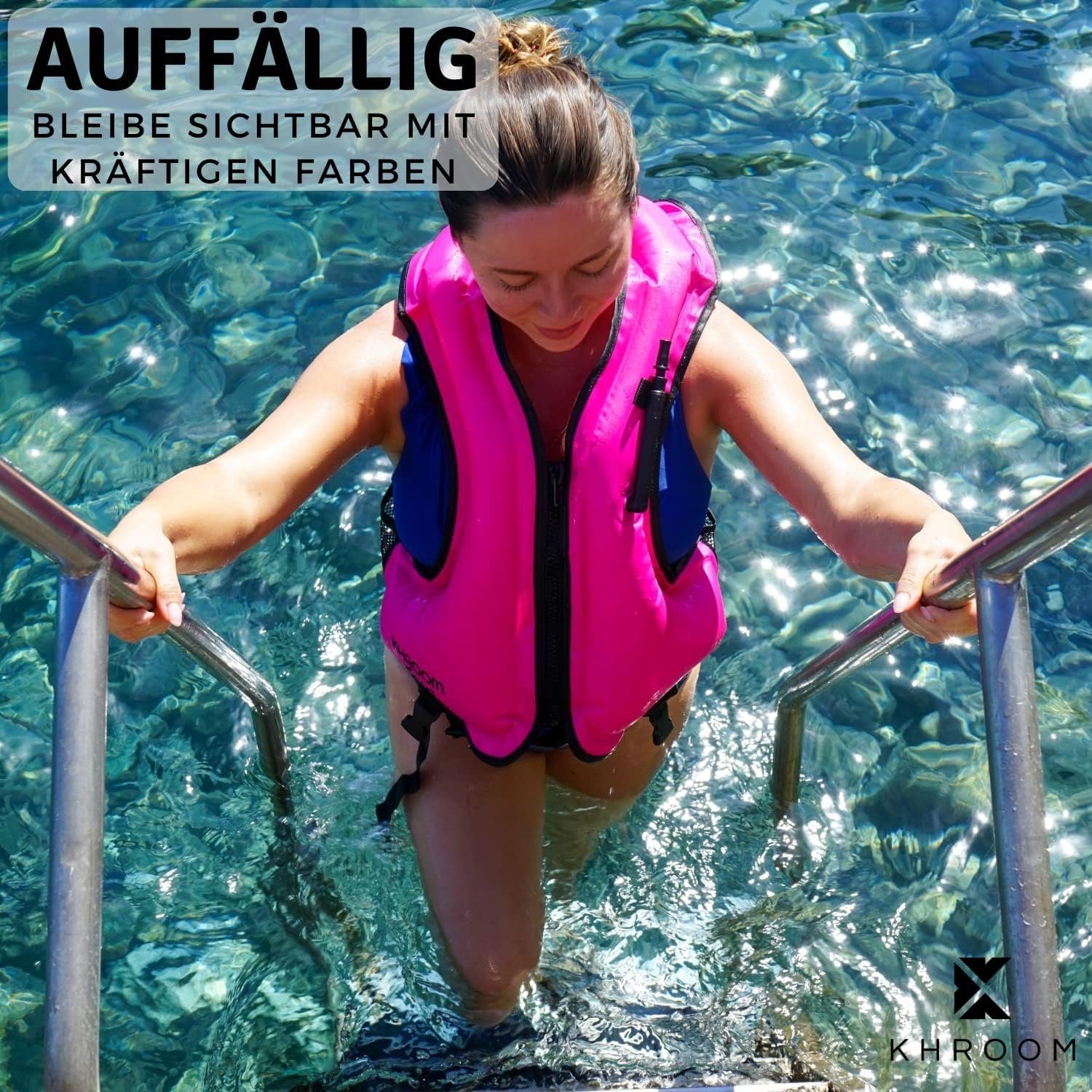 Khroom Schwimmweste Schwimmhilfe aufblasbar Schnorcheln, Erwachsene Blau zum Schwimmweste, für aufblasbare