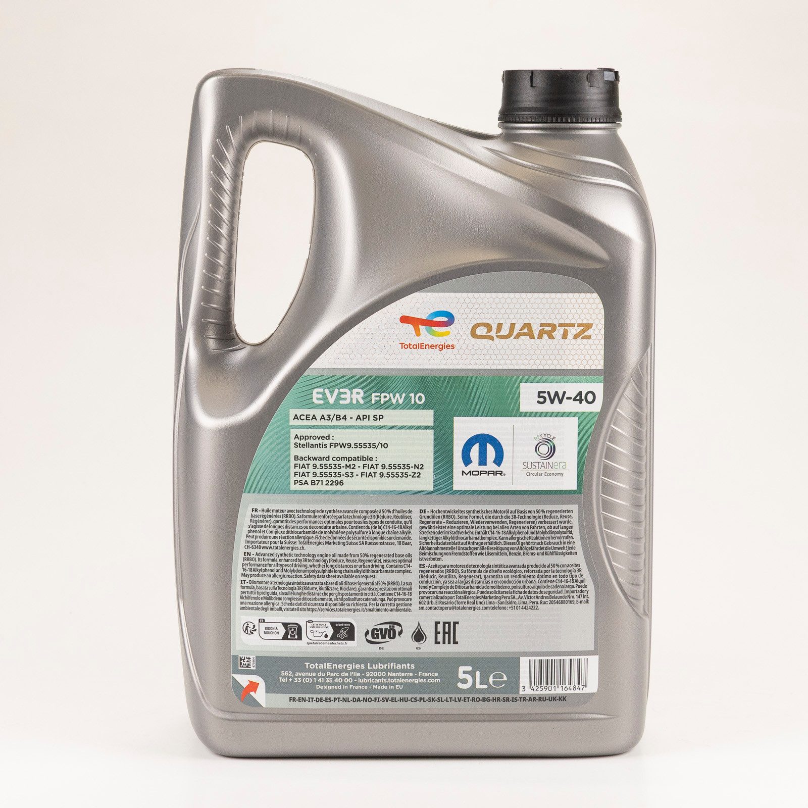 TotalEnergies Motoröl Total Quartz EV3R Mopar FPW/10 5W-40 235947 5 Liter