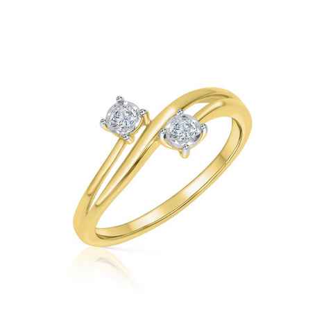 Diamonds by Ellen K. Fingerring 585 Gold gelb zweifarbig Brilliant