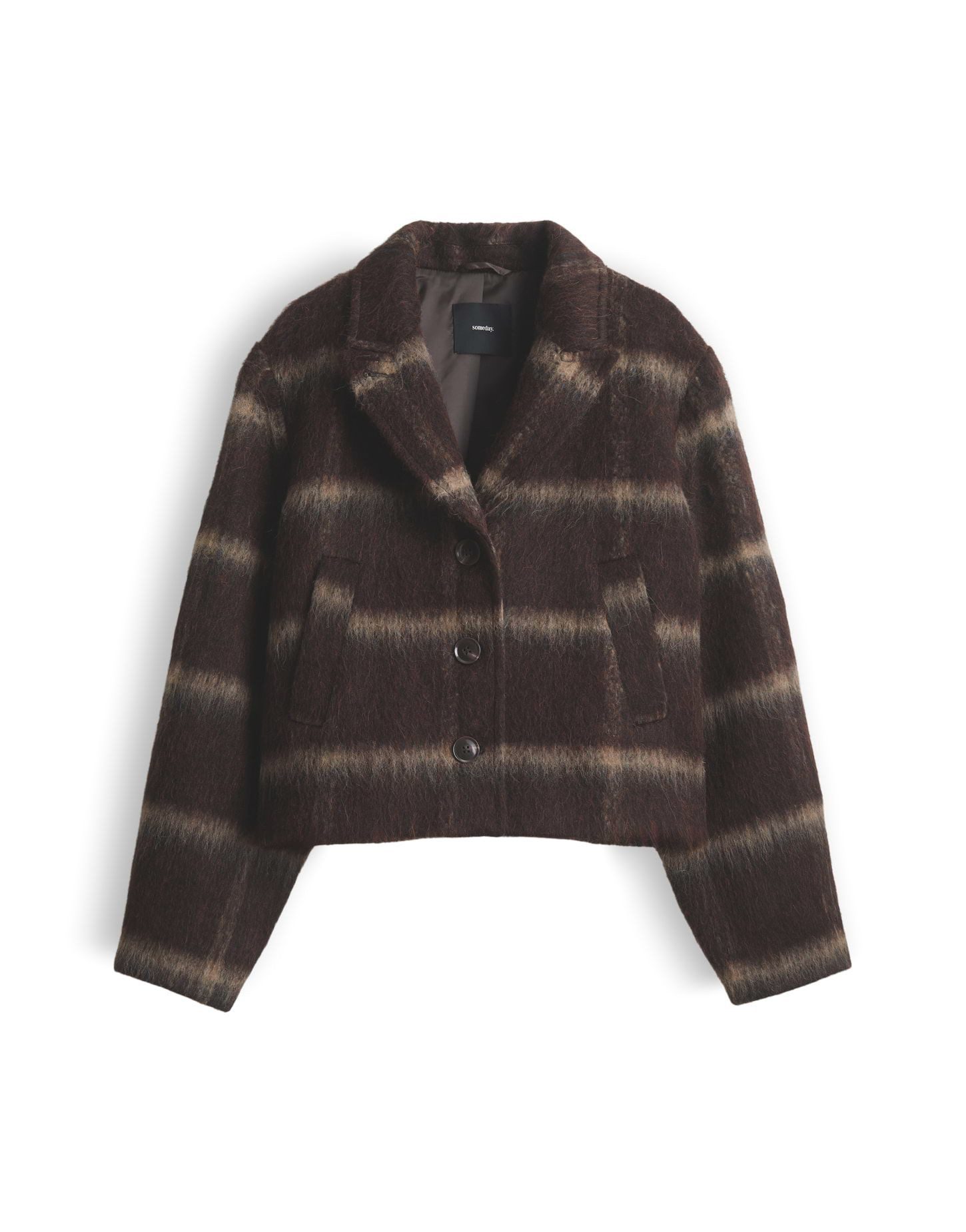 someday Jackenblazer Nakaro aus flauschigem Alpaka Mix Verkürzte Boxy-Silhouette mit Reverskragen und Eingrifftaschen
