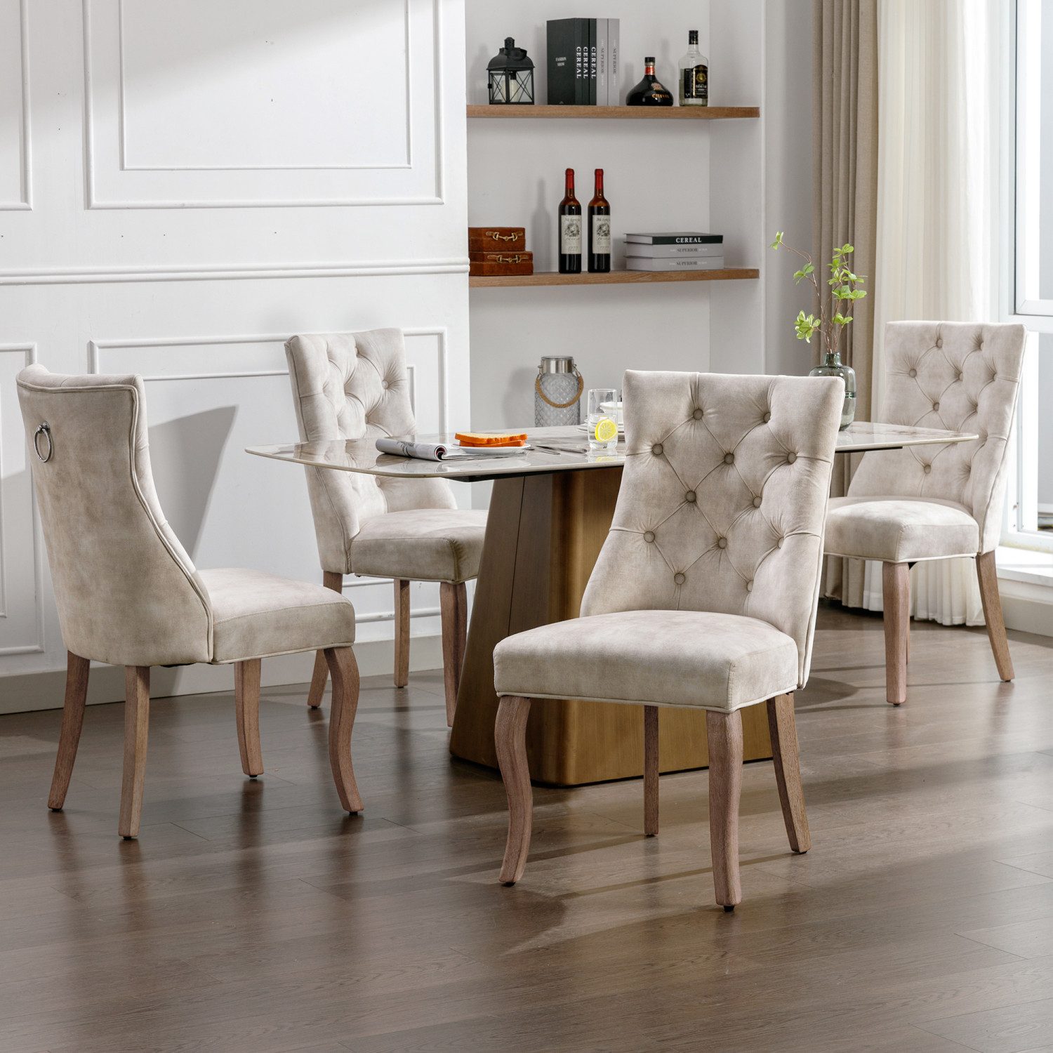 Flieks Esszimmerstuhl (Set, 4 St), 4er Set Polsterstuhl mit Rückenlehne Woh günstig online kaufen