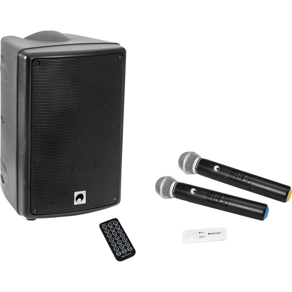 Omnitronic WAMS-08BT + UWM-2HH Aktiver PA Lautsprecher 1 Set Portable-Lautsprecher