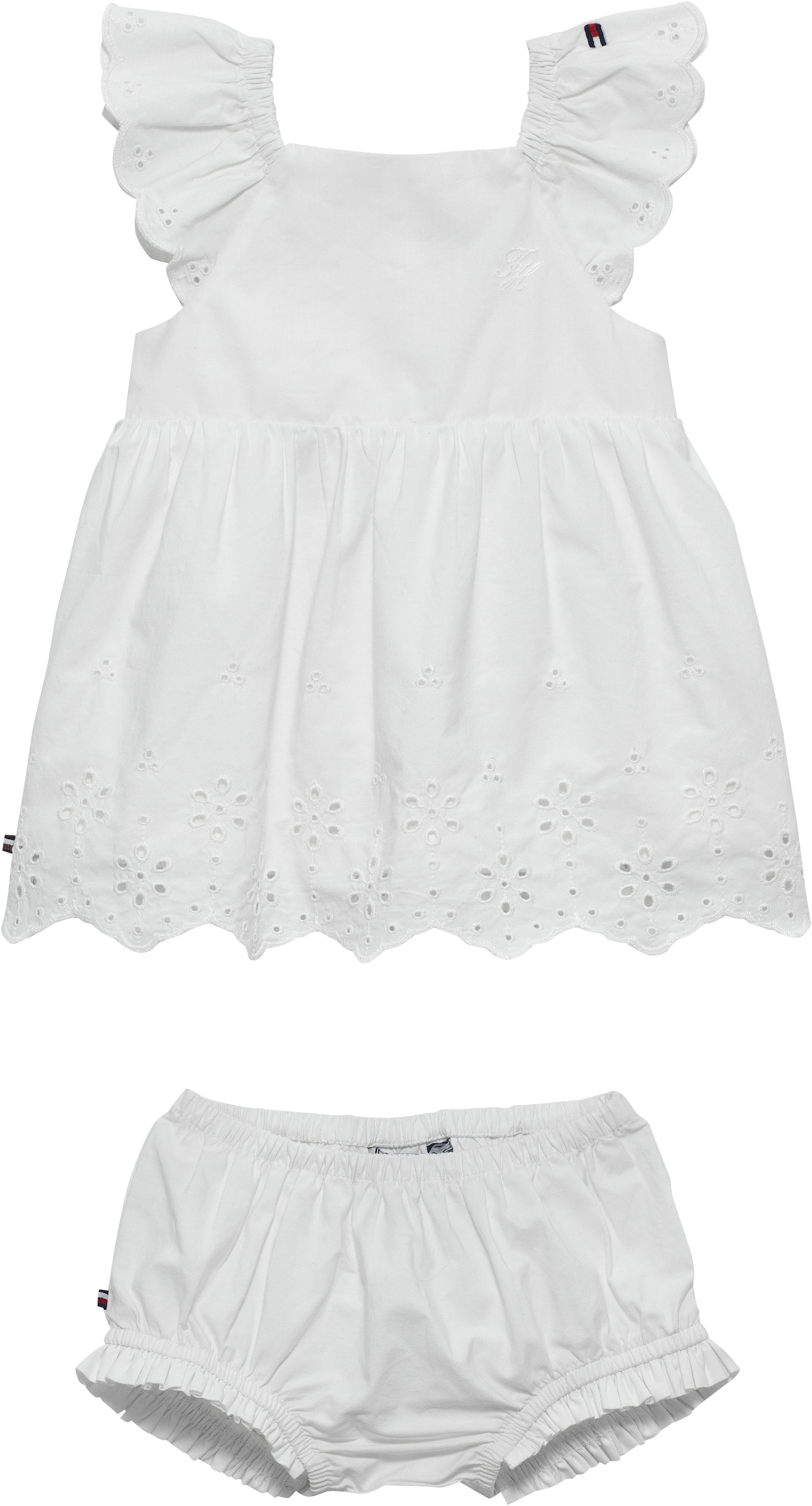 Tommy Hilfiger Kleid & Hose (Set, 2-tlg., 2) mit Rüschen und Lochstickerei. eine Baumwolle