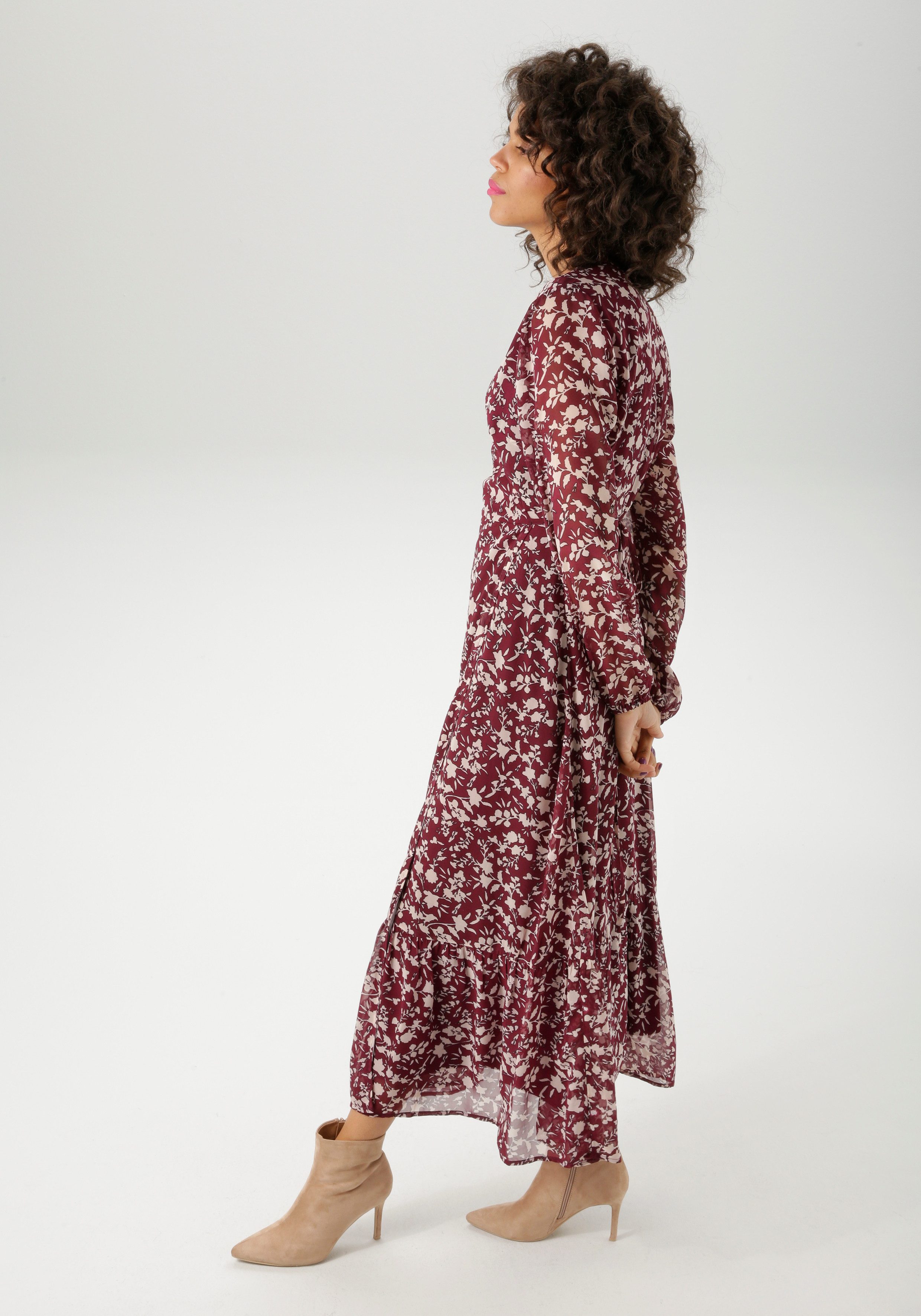 Aniston CASUAL Wickelkleid mit grafischen Blumendruck günstig online kaufen
