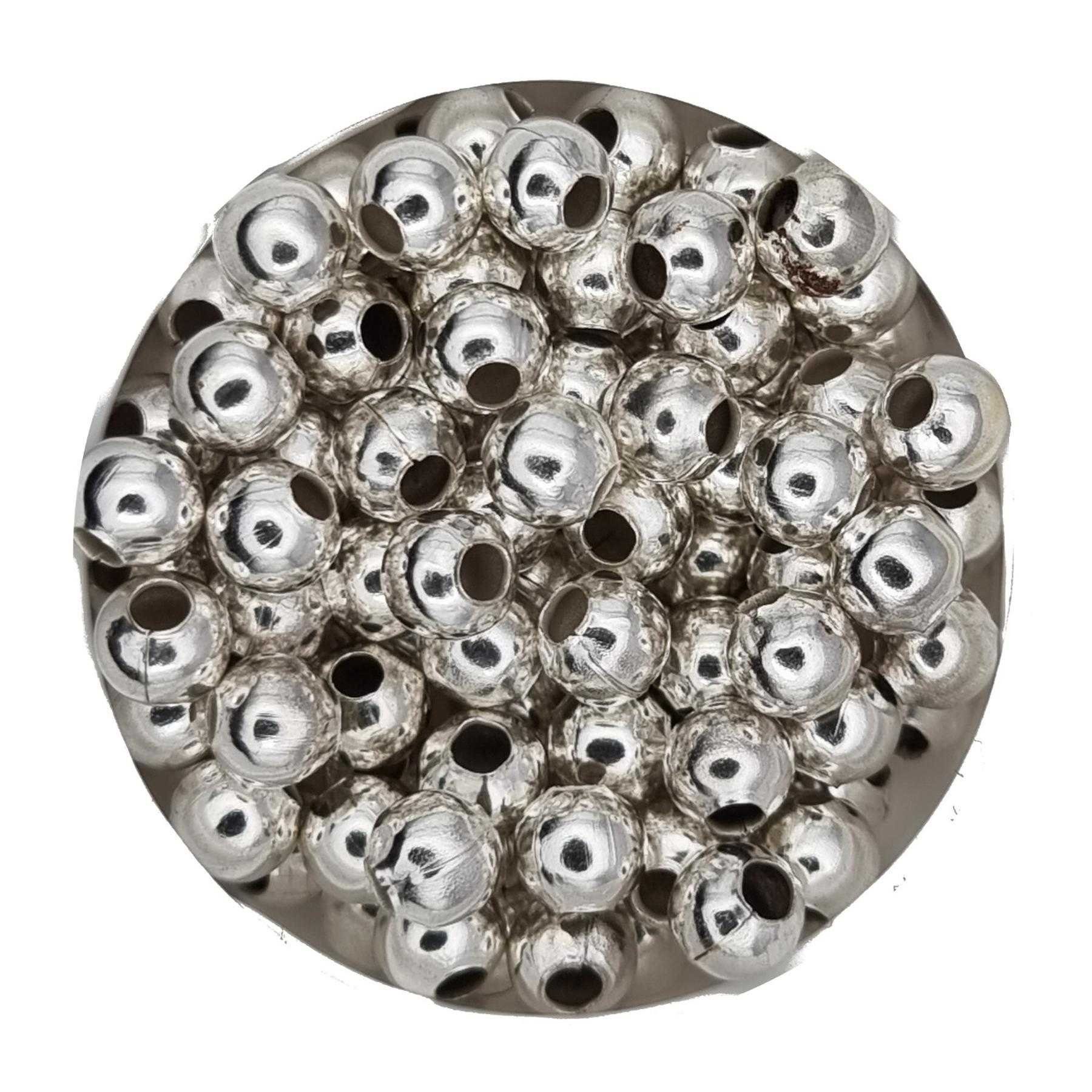 Kopper-24 Ремесленные бусы Metall Бисер Großlochperlen 3 mm, ca. 100 Stück, Silberfarben hell, (100-tlg)