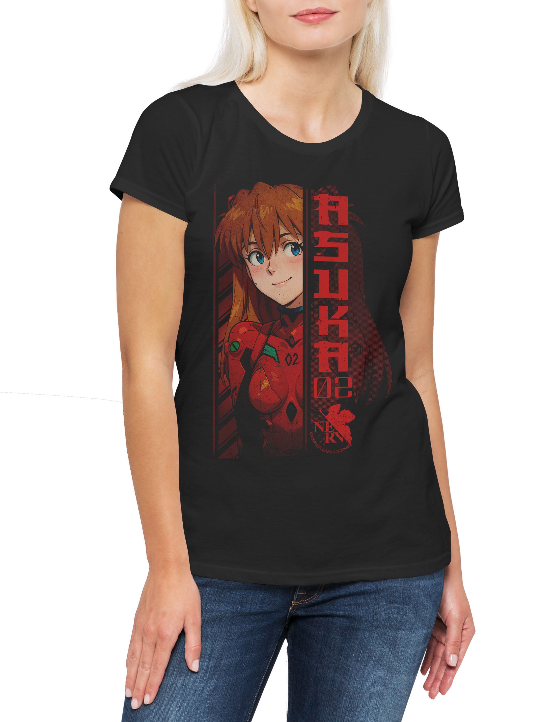 Print-Shirt Neon Asuka 2 Damen T-Shirt Genesis Nerv Asuka Gendo Evangelion Girl