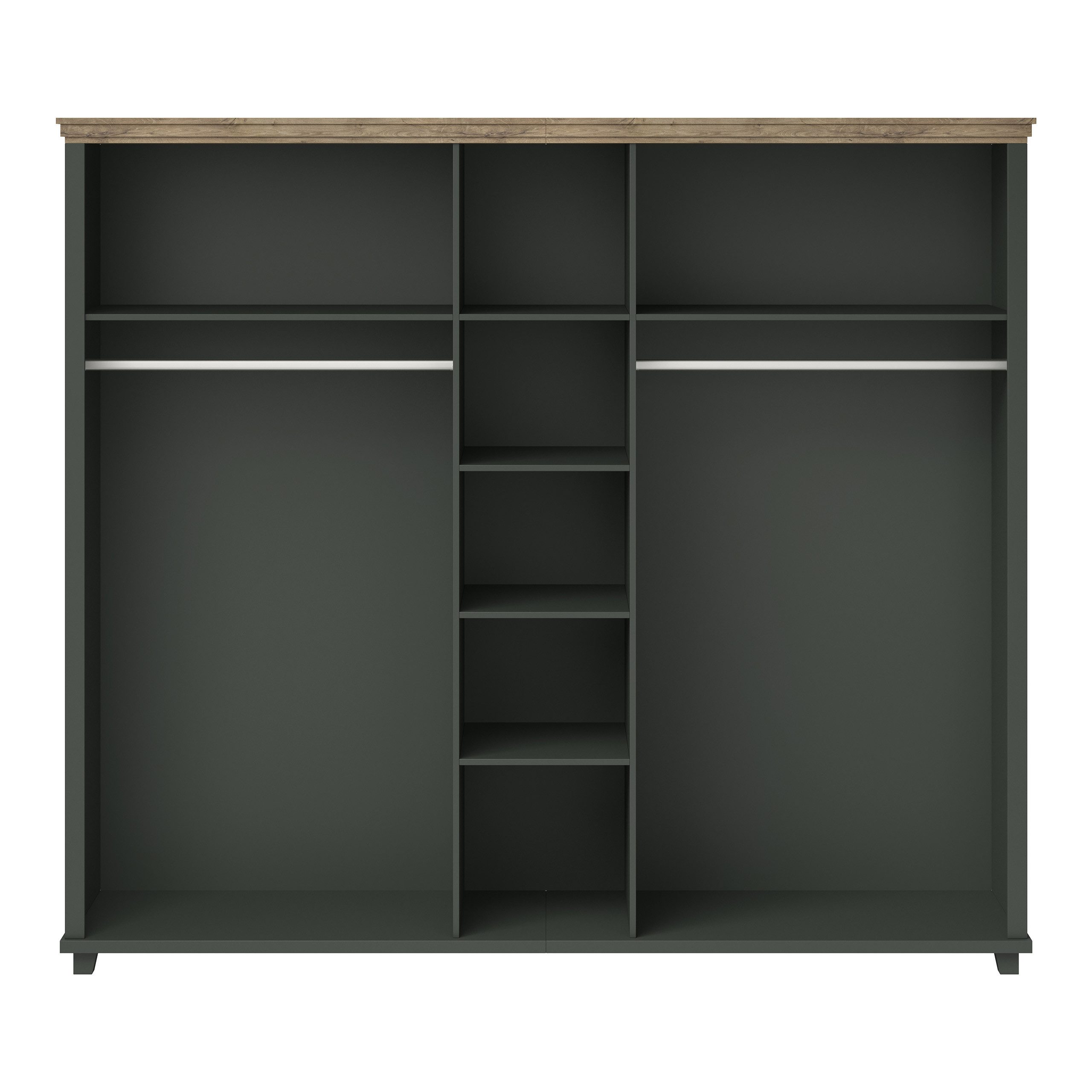 Masseno Drehtürenschrank EVOLETTA 246 cm Kleiderschrank mit Spiegel 5 Türen Grün
