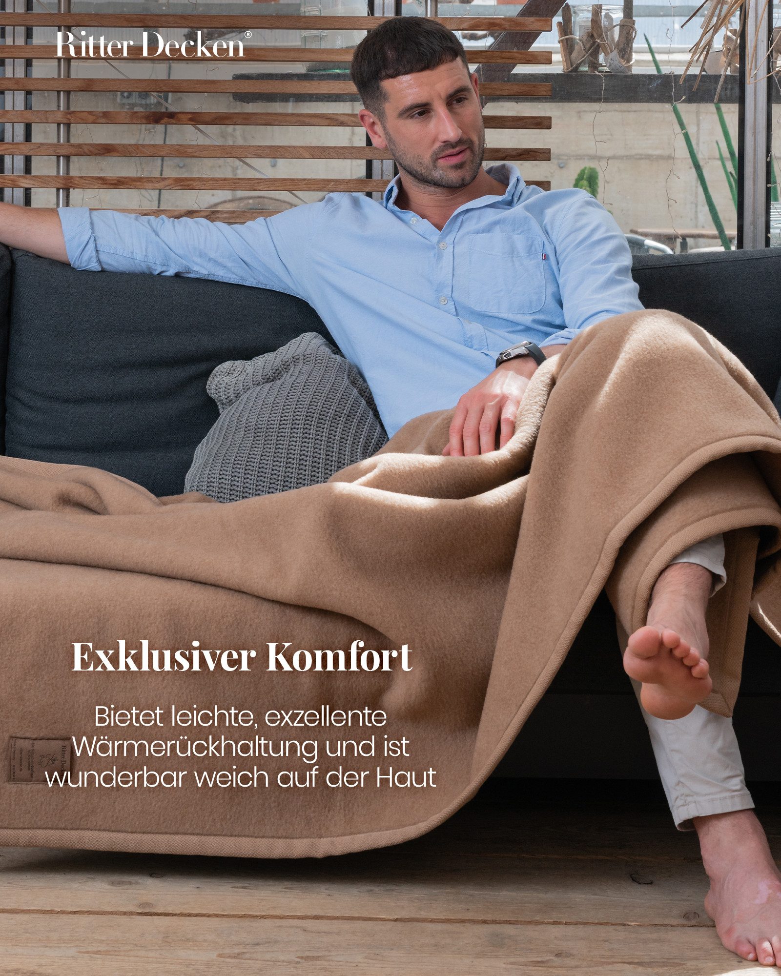 Wohndecke Extrafeine Kashmirdecke Cashmera aus 100% Kashmir-Edelhaar, Ritter Decken
