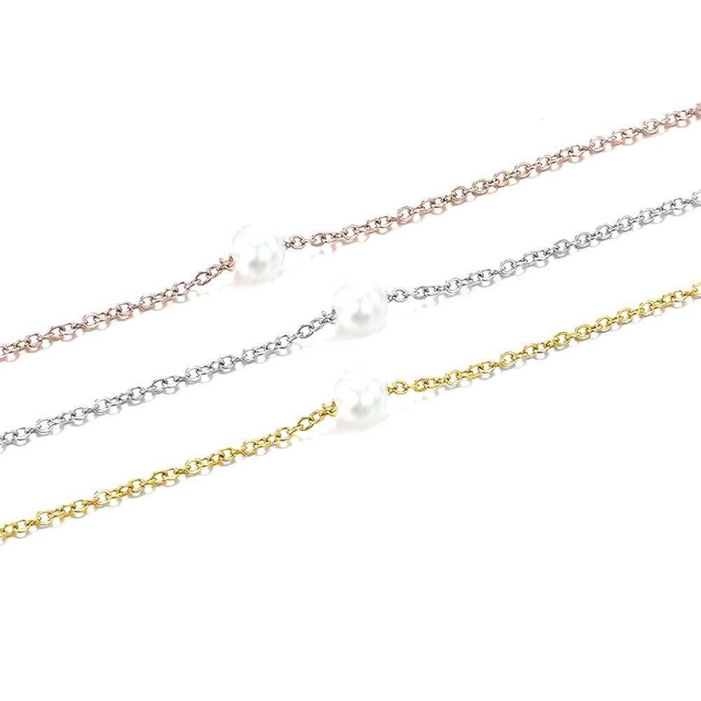 Runde Perlé Perlenkette zarte Kette mit mini Perle 3,5mm - 4mm, kleine Süßw günstig online kaufen