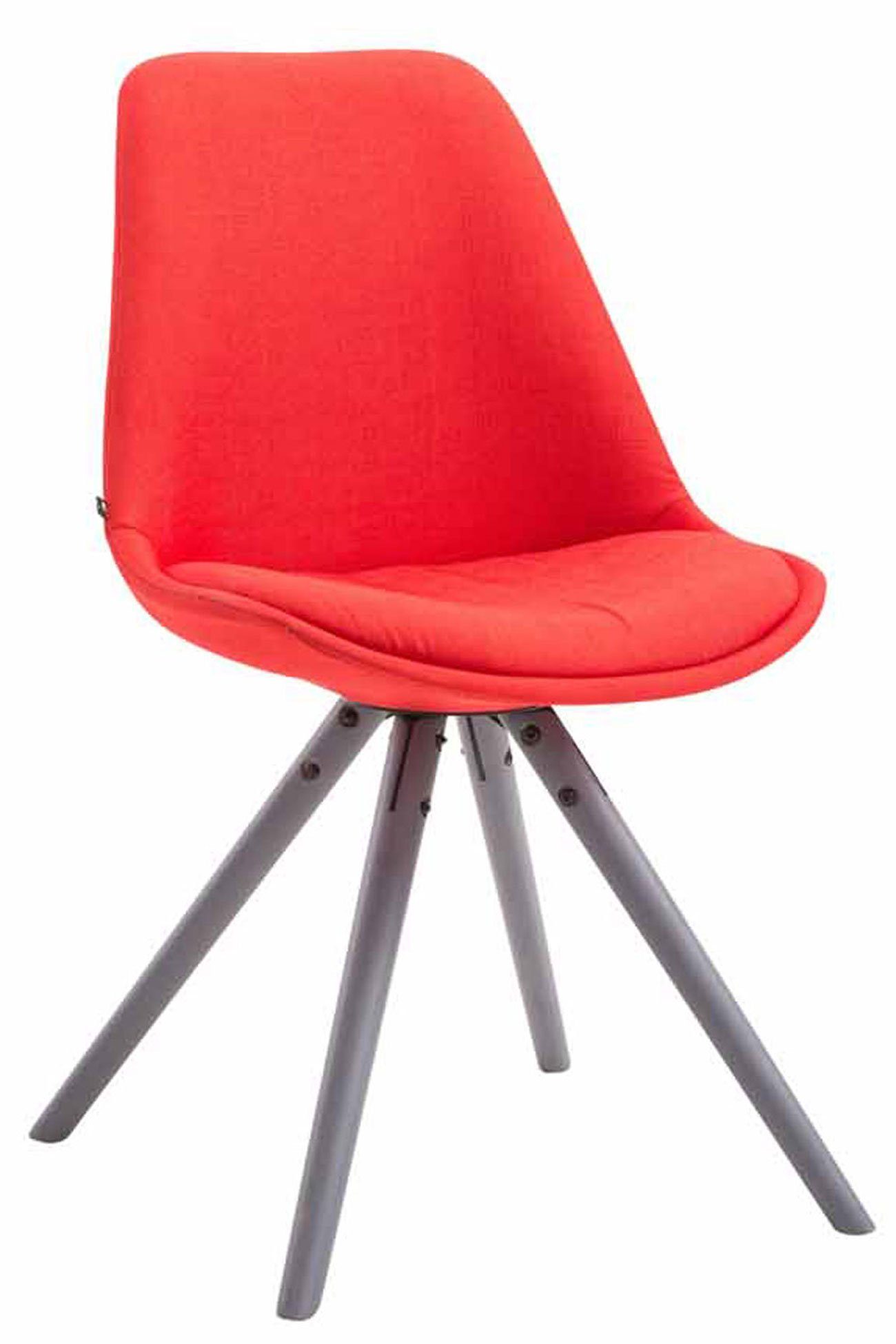 TPFLiving Besucherstuhl Toulon mit hochwertig gepolsterter Sitzfläche - Konferenzstuhl (Küchenstuhl - Esszimmerstuhl - Wohnzimmerstuhl), Gestell: Buchenholz grau rund - Sitzfläche: Stoff rot | Besucherstühle