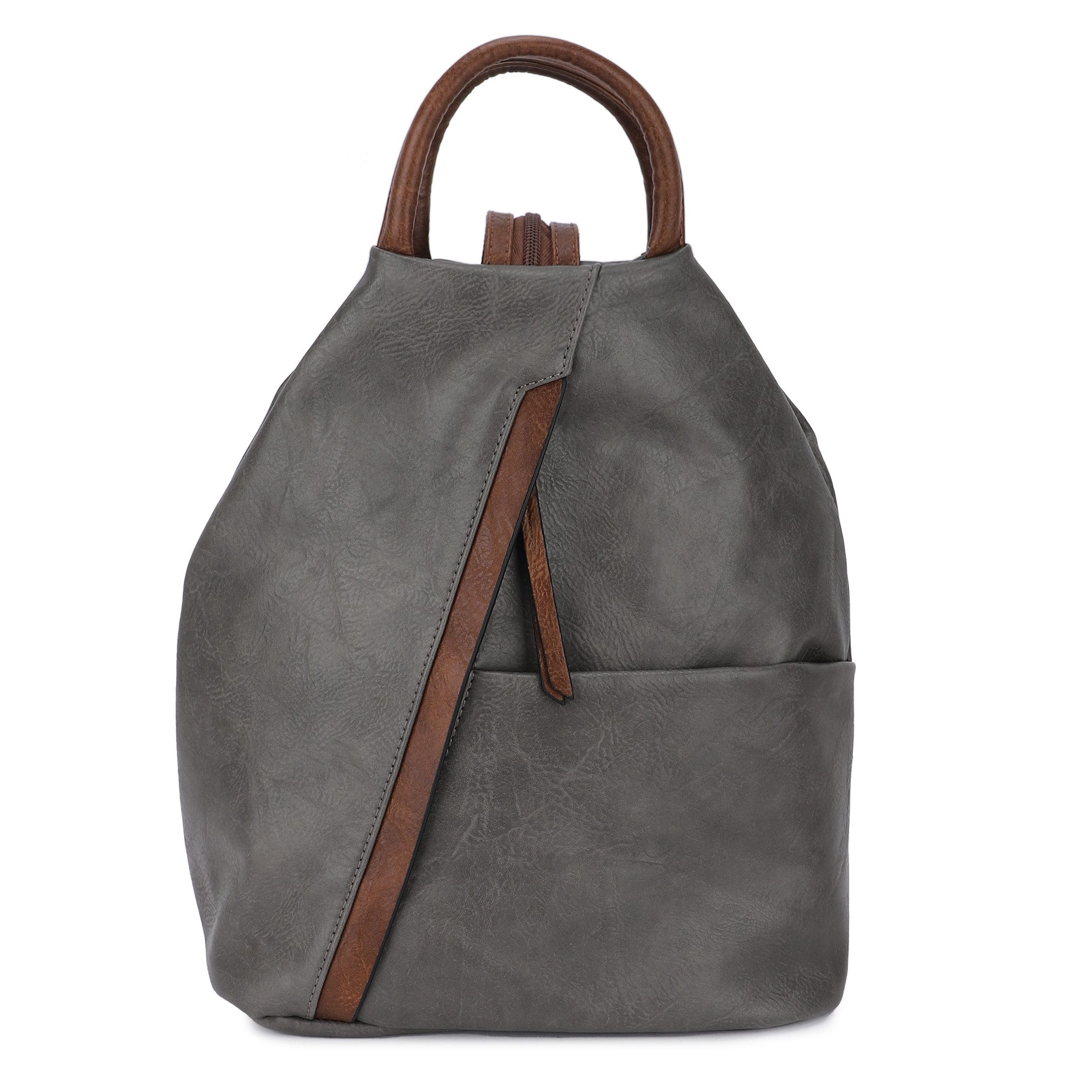 MIRROSI Tagesrucksack Damen Rucksack Kunstleder 29x30x18 cm – Cityrucksack, mit Reißverschluss, Henkel, Schulterriemen & Frontfach