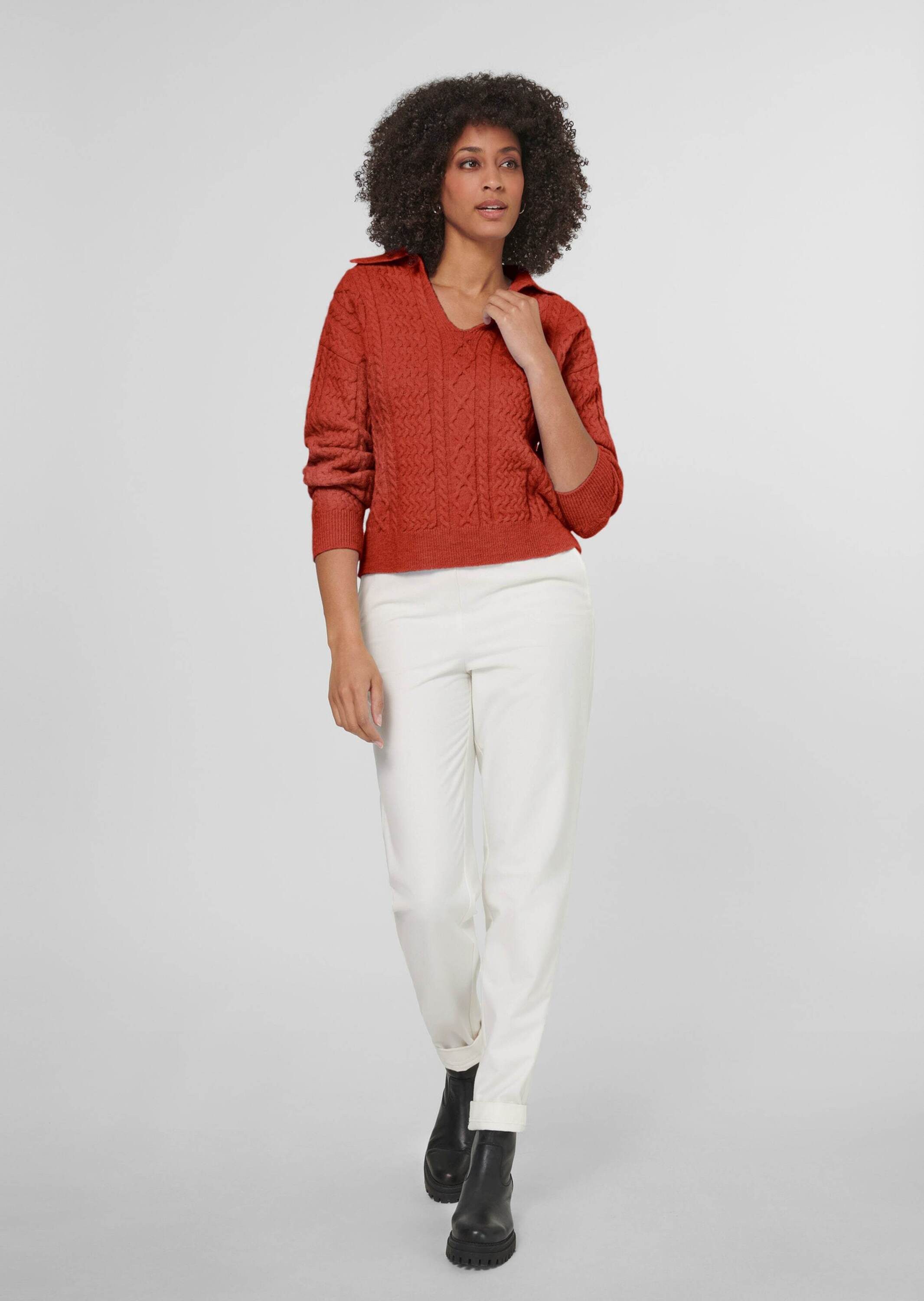 MADELEINE Strickpullover Zopfpullover mit V-Ausschnitt günstig online kaufen