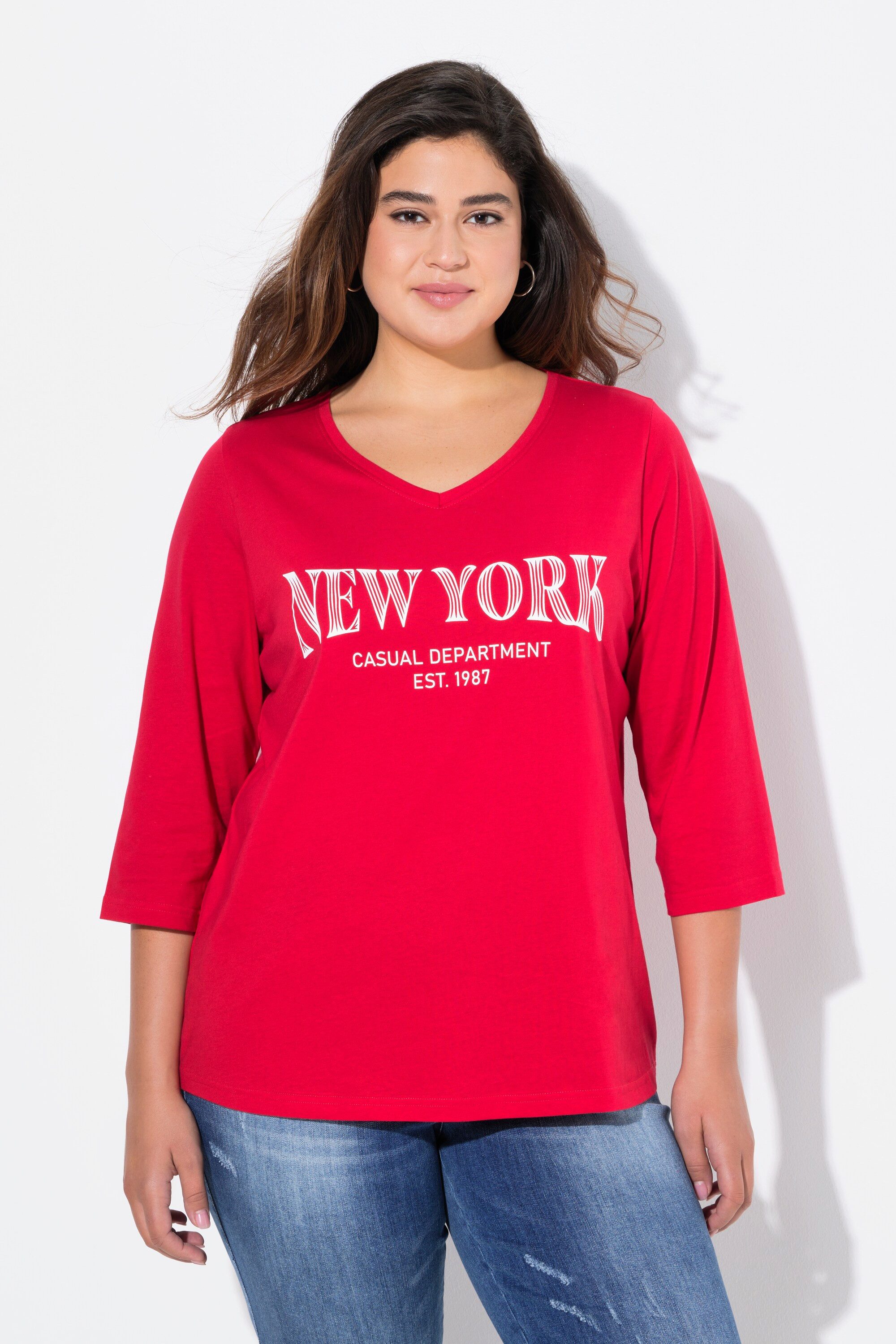 Ulla Popken T-Shirt Shirt Stadtname V-Ausschnitt günstig online kaufen