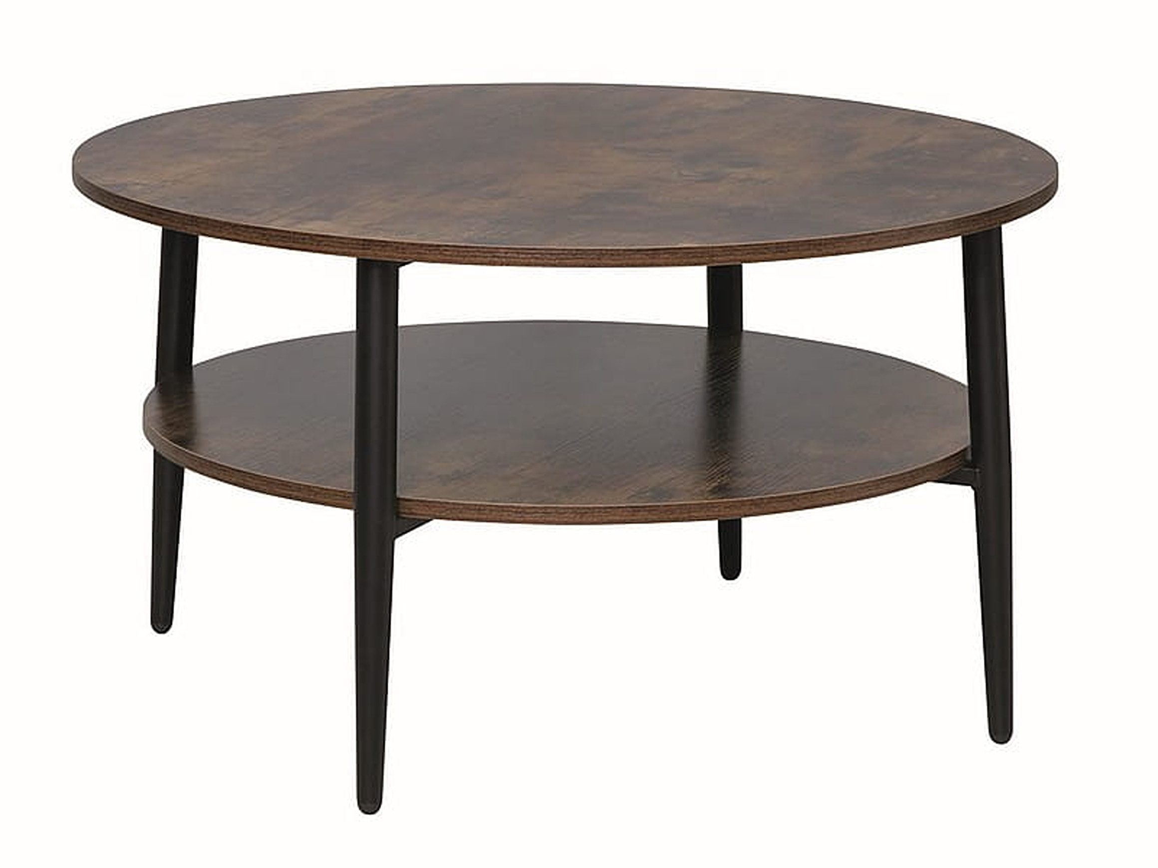 Couchtisch Design GE-111 Eiche rund rustikal - Schwarz matt Wohnzimmer