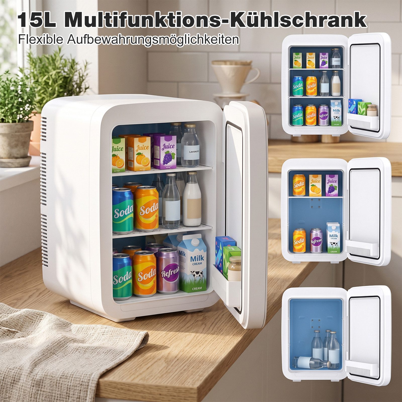 Rebonique Table Top Kühlschrank AQ-22L, 15L/21 Dosen Mini Kühlschrank, 17°C unter Umgebungstemperatur - 65°C – Bild 4 von 5